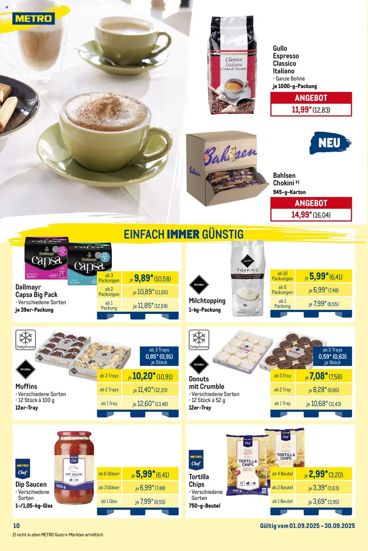 Metro Monats-Menü – gültig ab 01.09.2025 | Seite: 10 | Produkte: Donuts, Dallmayr, Chips