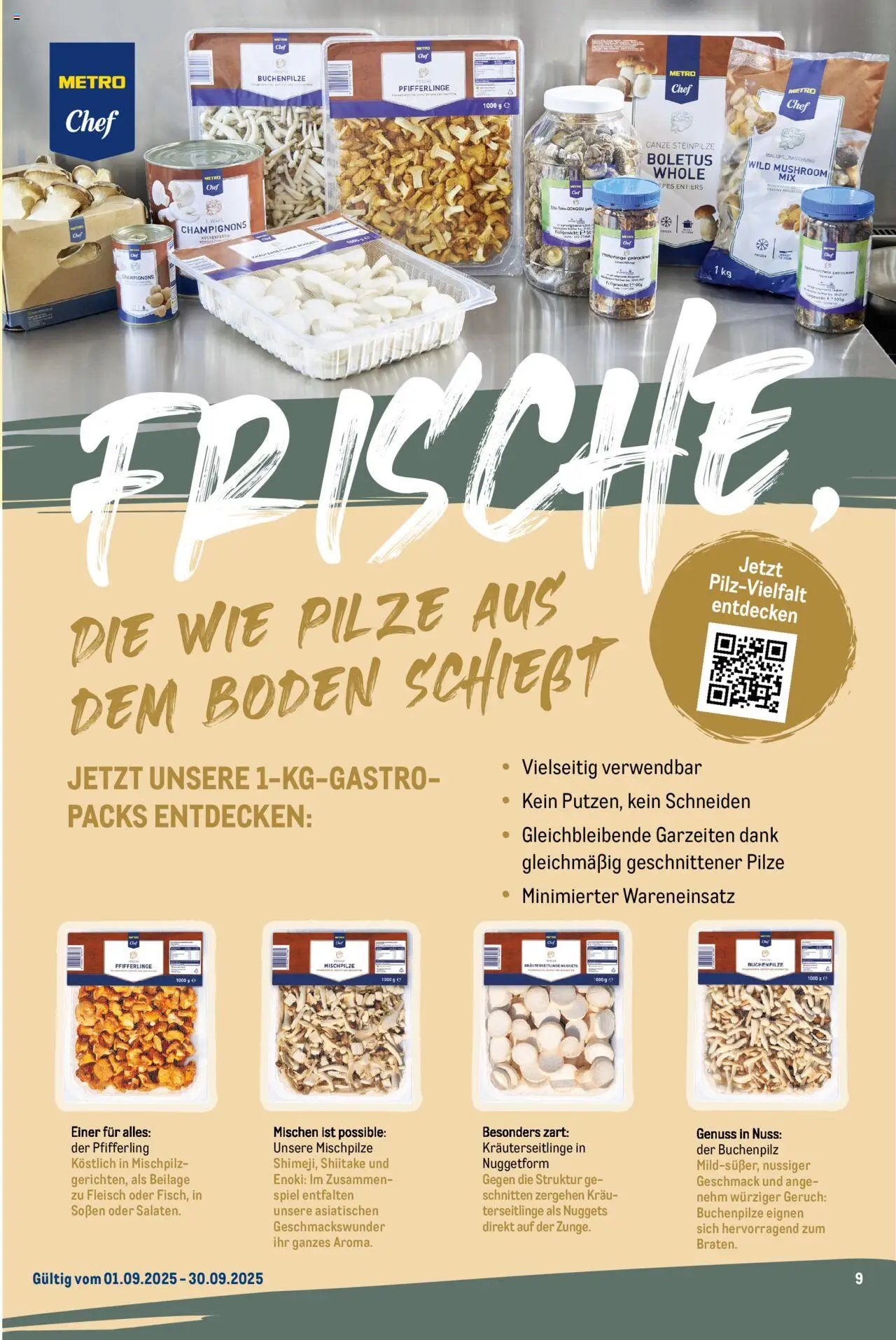 Metro Monats-Menü – gültig ab 01.09.2025 | Seite: 9 | Produkte: Spiel, Champignons, Pfifferlinge, Fleisch