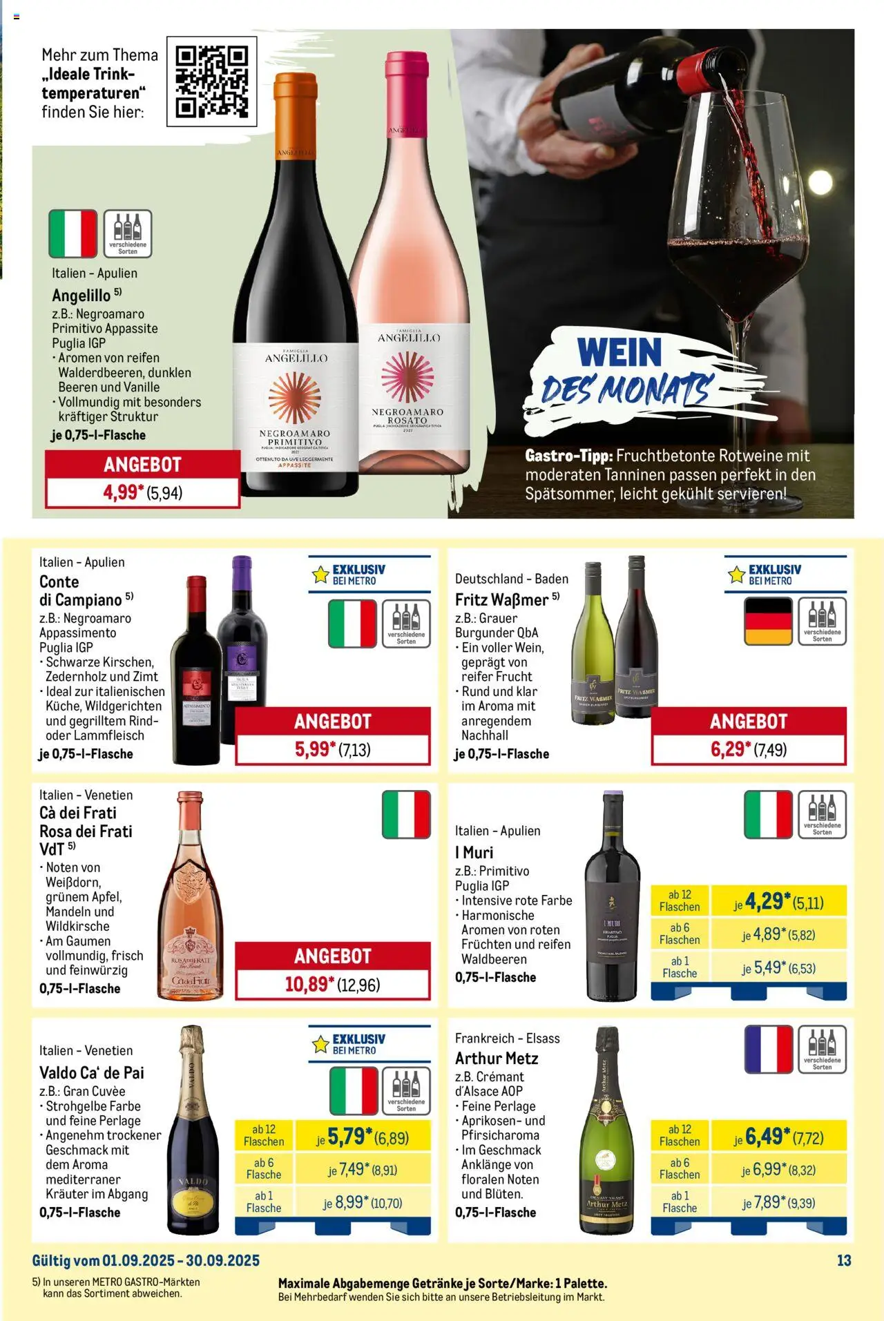 Metro Monats-Menü – gültig ab 01.09.2025 | Seite: 13 | Produkte: Mandeln, Wein
