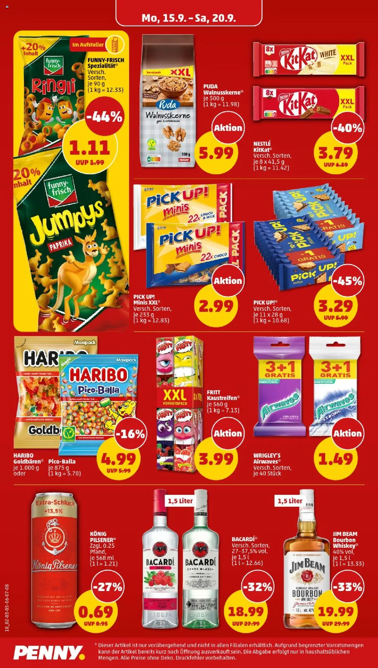 Penny - Niedersachsen  – gültig ab 15.09.2025 | Seite: 18 | Produkte: Bacardi, Haribo, Paprika, Whiskey
