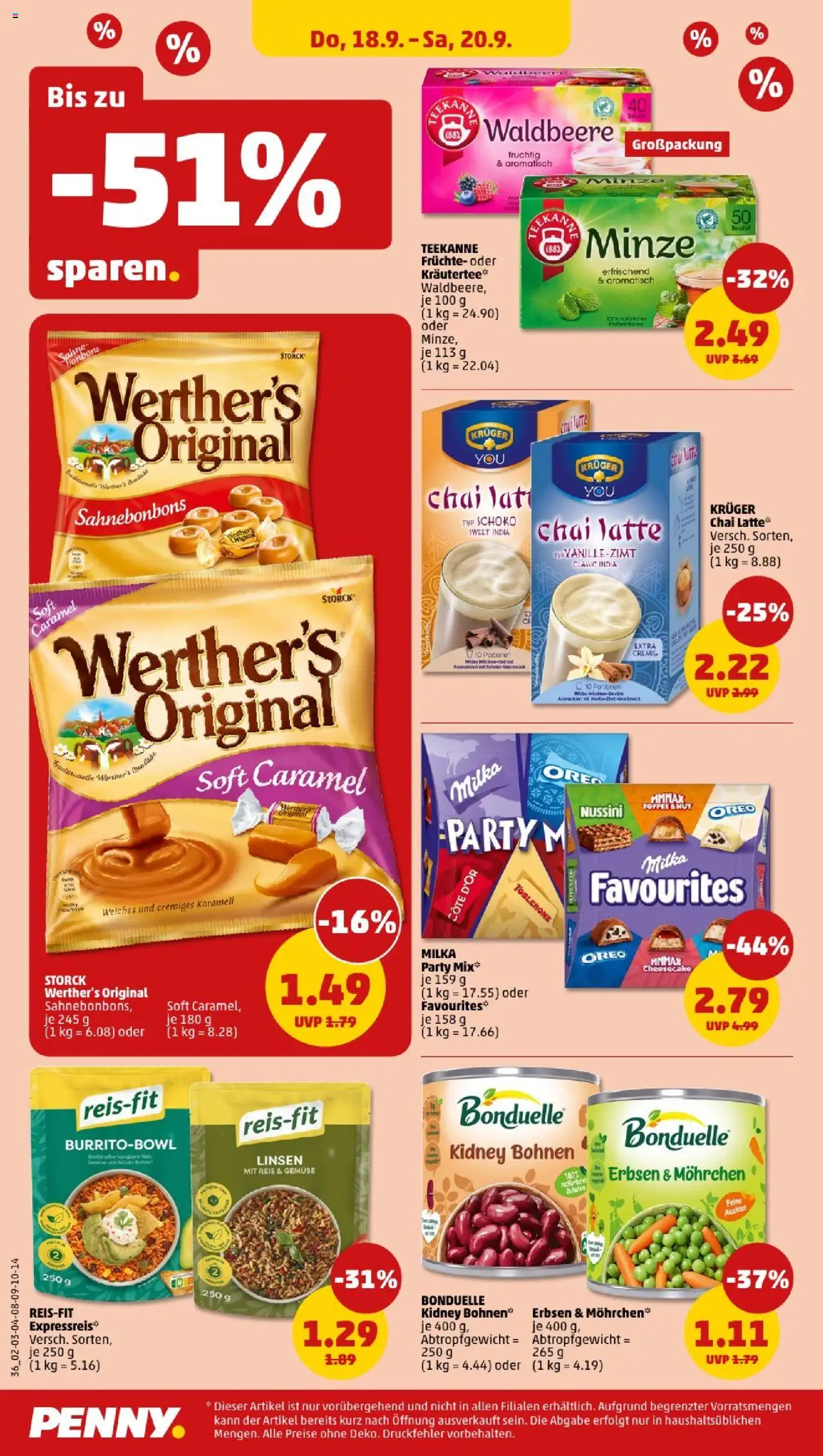 Penny - Niedersachsen  – gültig ab 15.09.2025 | Seite: 38 | Produkte: Milka, Teekanne, Reis, Sahne