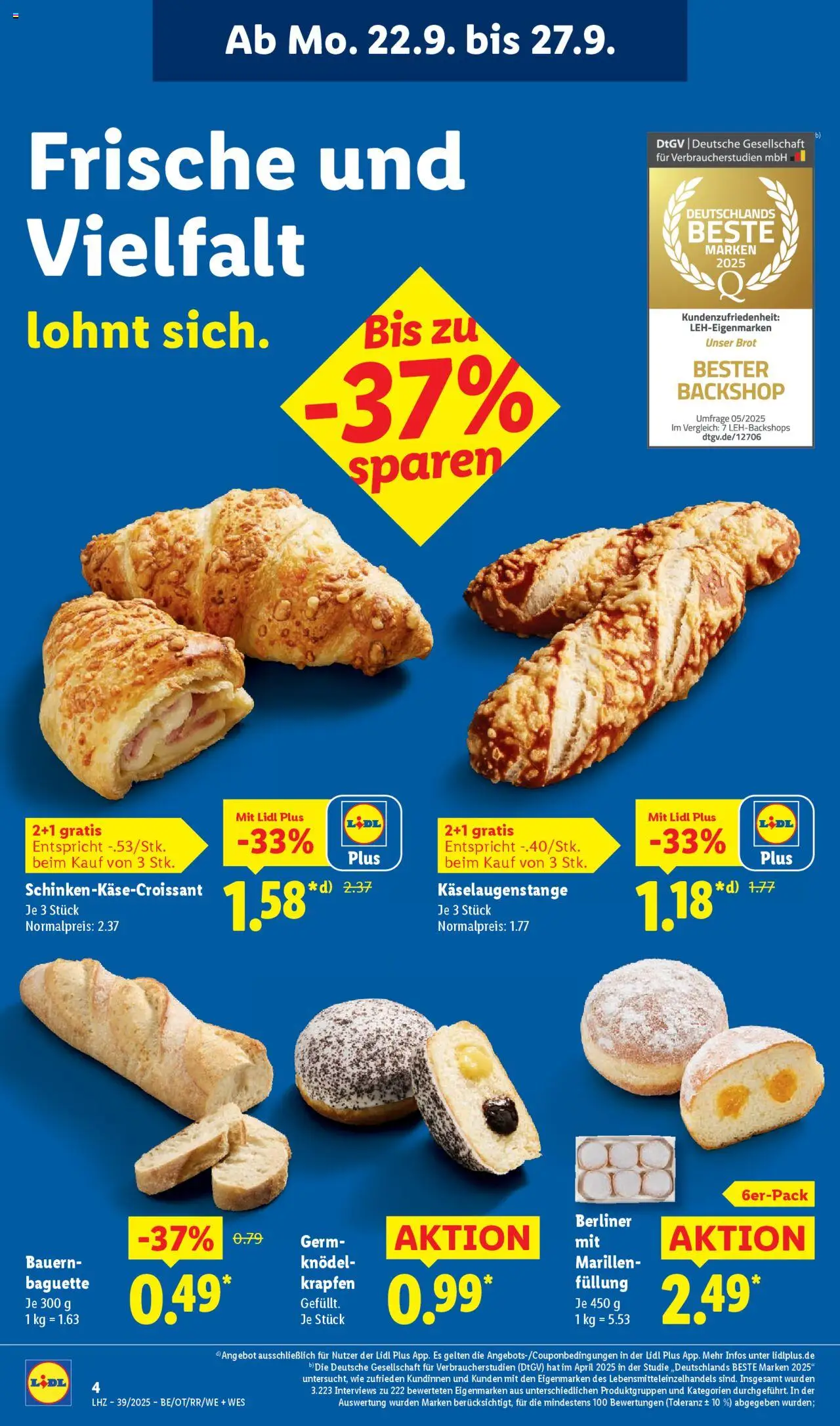 Lidl Prospekt Zossen – gültig ab 22.09.2025 | Seite: 10 | Produkte: Berliner, Baguette, Brot