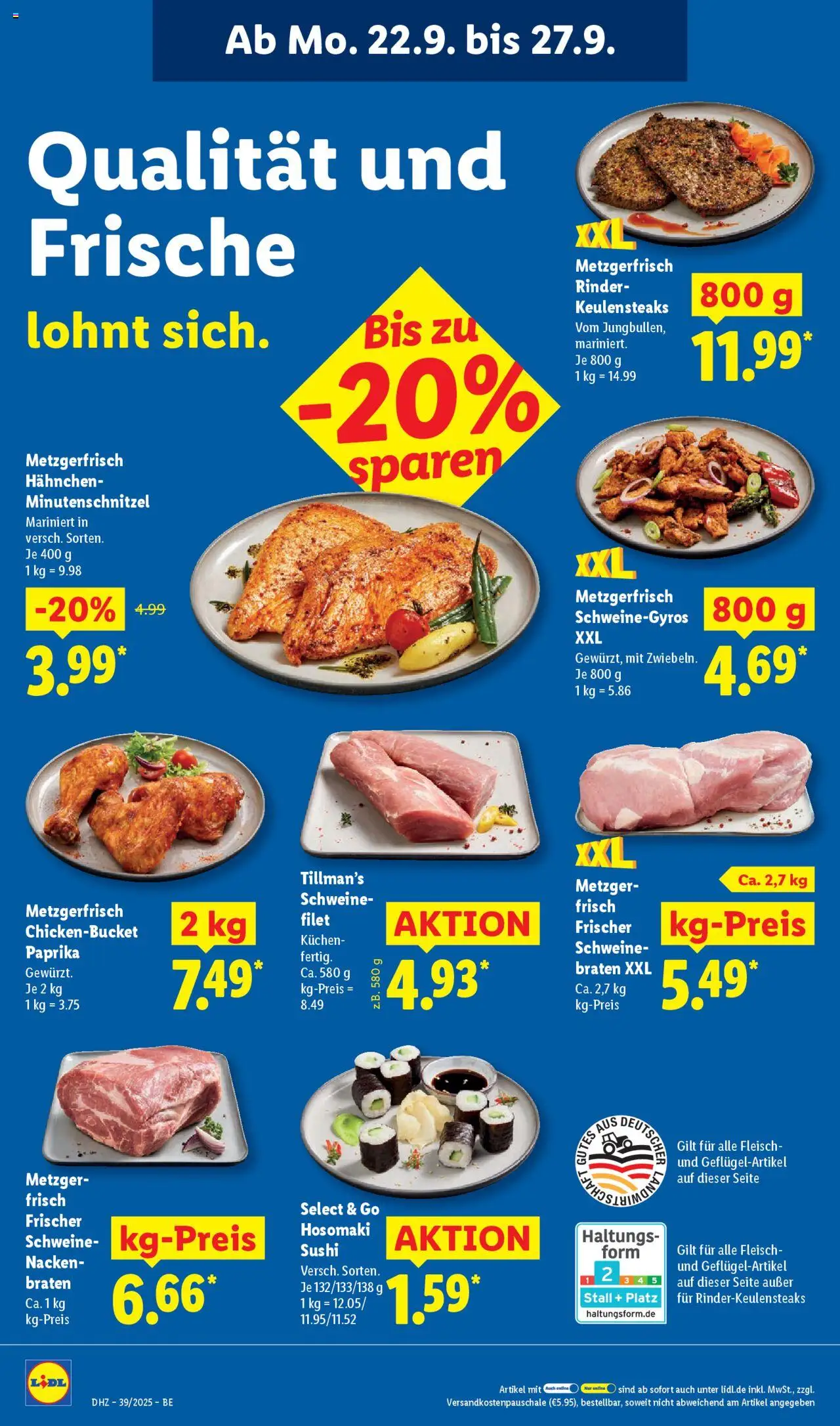 Lidl Prospekt Zossen – gültig ab 22.09.2025 | Seite: 12 | Produkte: Hahnchen, Paprika, Kuchen, Fleisch