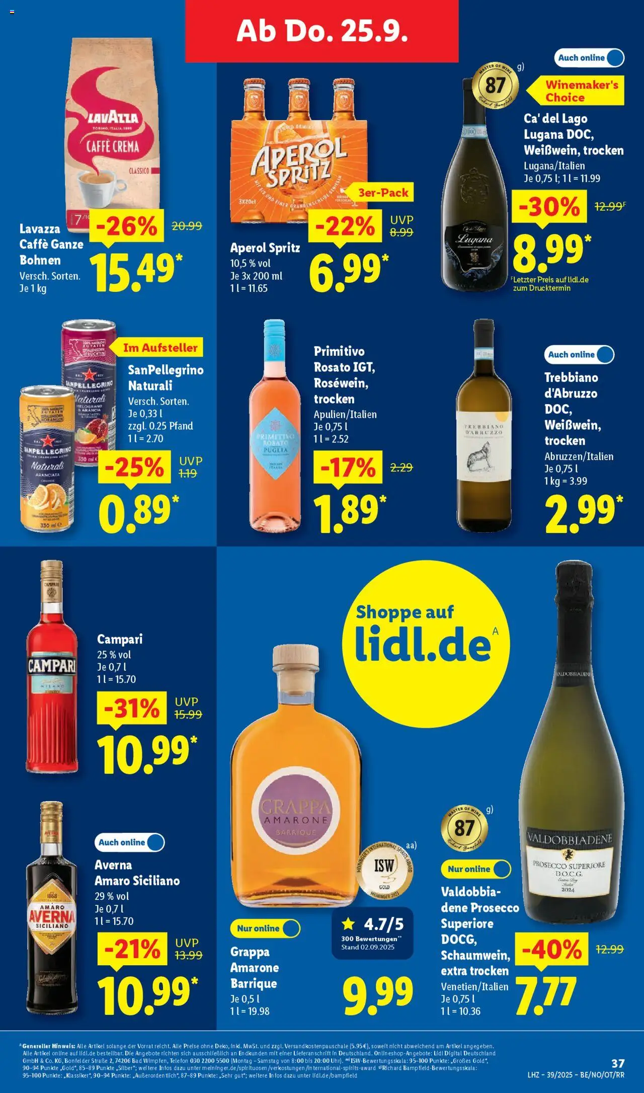 Lidl Prospekt Zossen – gültig ab 22.09.2025 | Seite: 49 | Produkte: Lavazza, Campari, Bad, Aperol