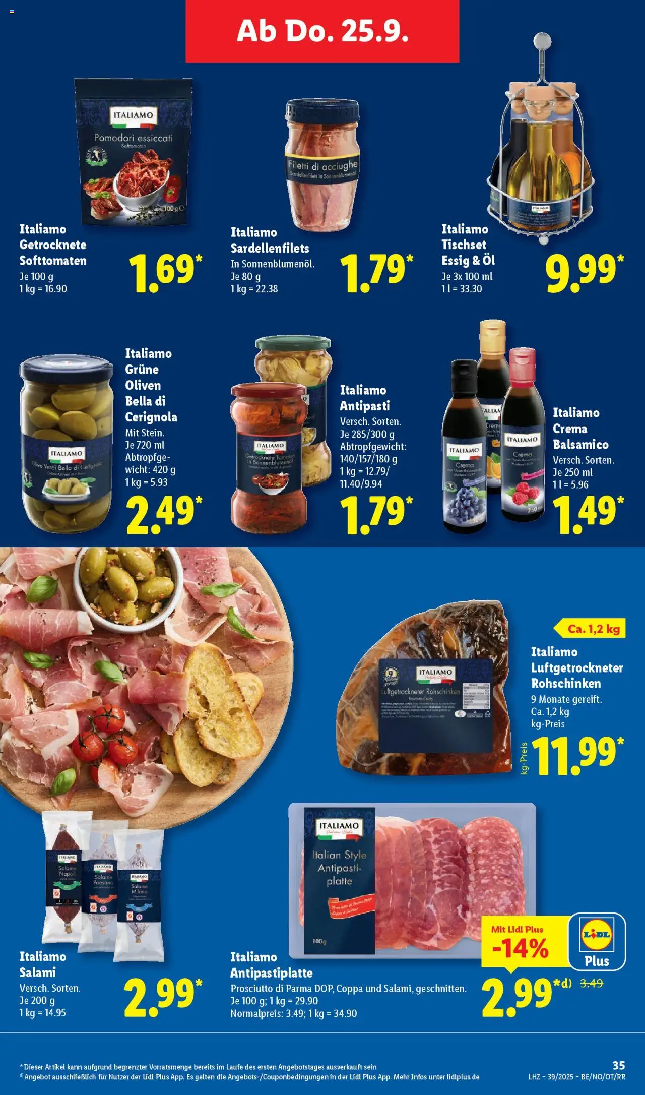 Lidl Prospekt Zossen – gültig ab 22.09.2025 | Seite: 47 | Produkte: Balsamico, Essig, Tomaten, Salami
