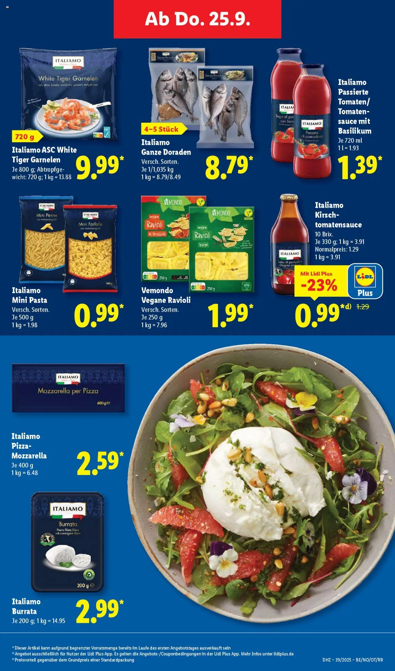 Lidl Prospekt Zossen – gültig ab 22.09.2025 | Seite: 51 | Produkte: Käse, Tomaten, Spargel, Burrata