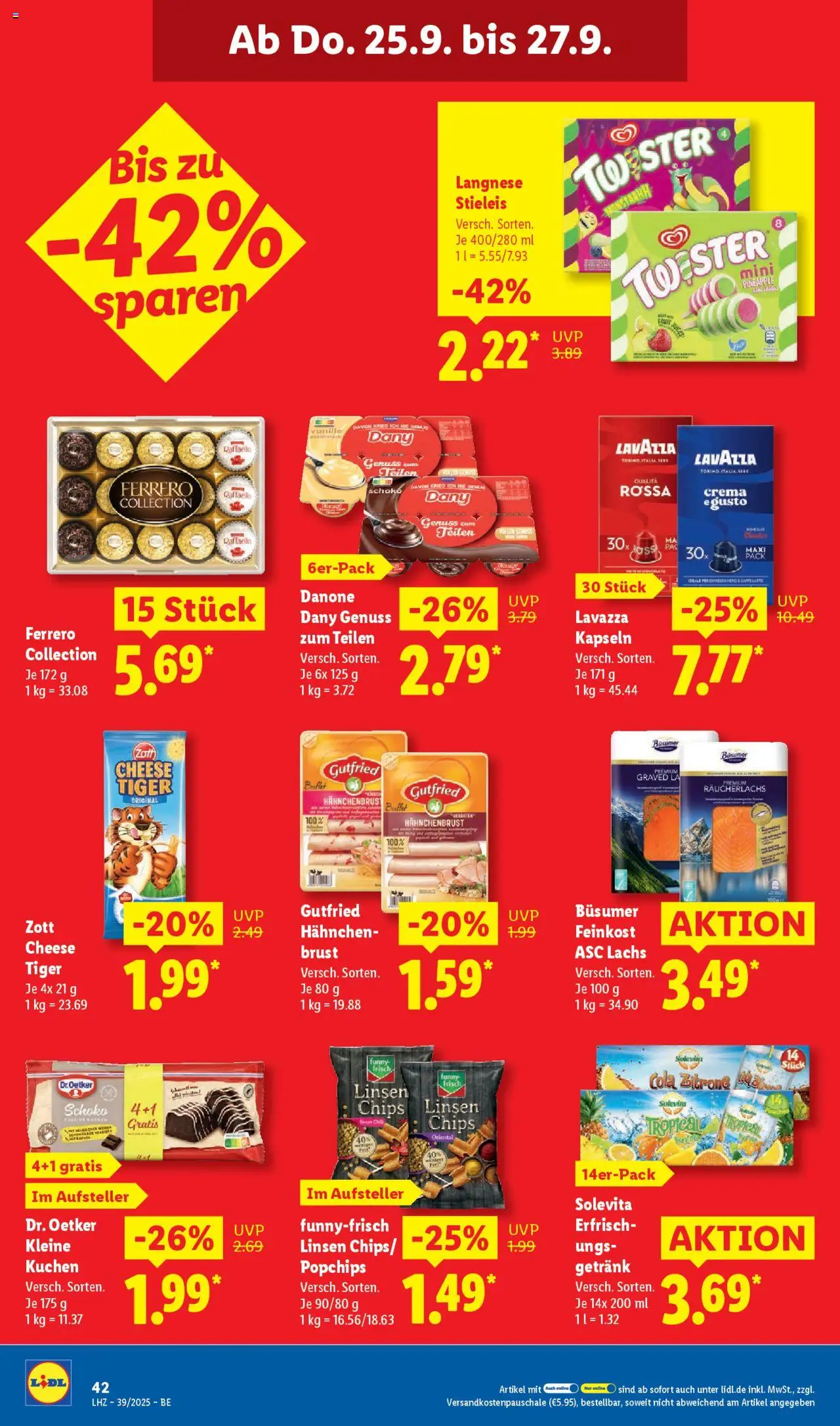 Lidl Prospekt Zossen – gültig ab 22.09.2025 | Seite: 58 | Produkte: Lavazza, Langnese, Hahnchen, Kuchen