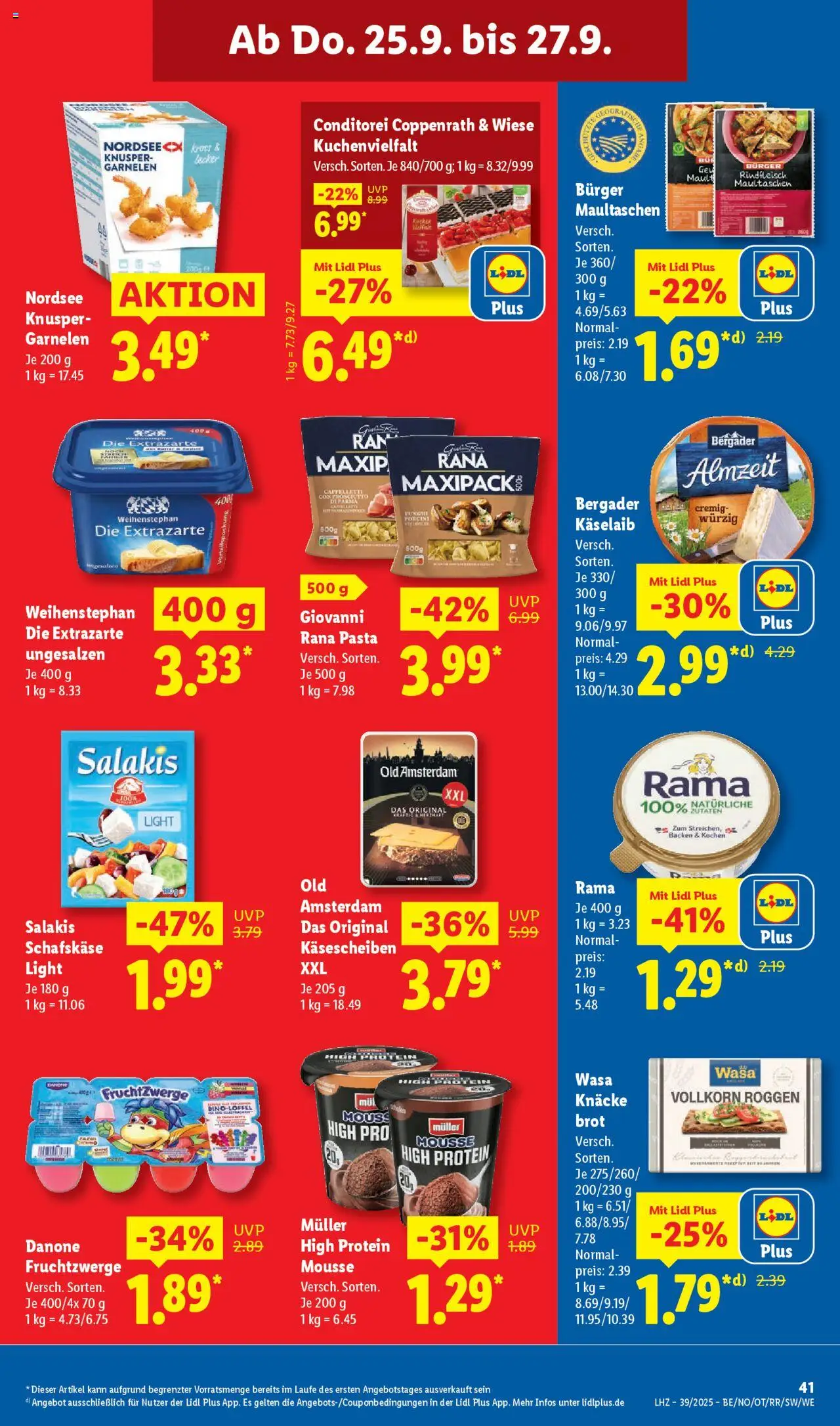 Lidl Prospekt Zossen – gültig ab 22.09.2025 | Seite: 57 | Produkte: Burger, Pasta, Maultaschen, Schafskase