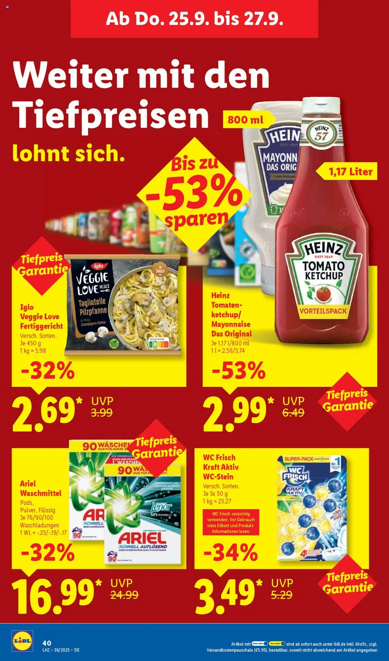 Lidl Prospekt Zossen – gültig ab 22.09.2025 | Seite: 56 | Produkte: Lenor, Tomaten, Wasser, Mayonnaise