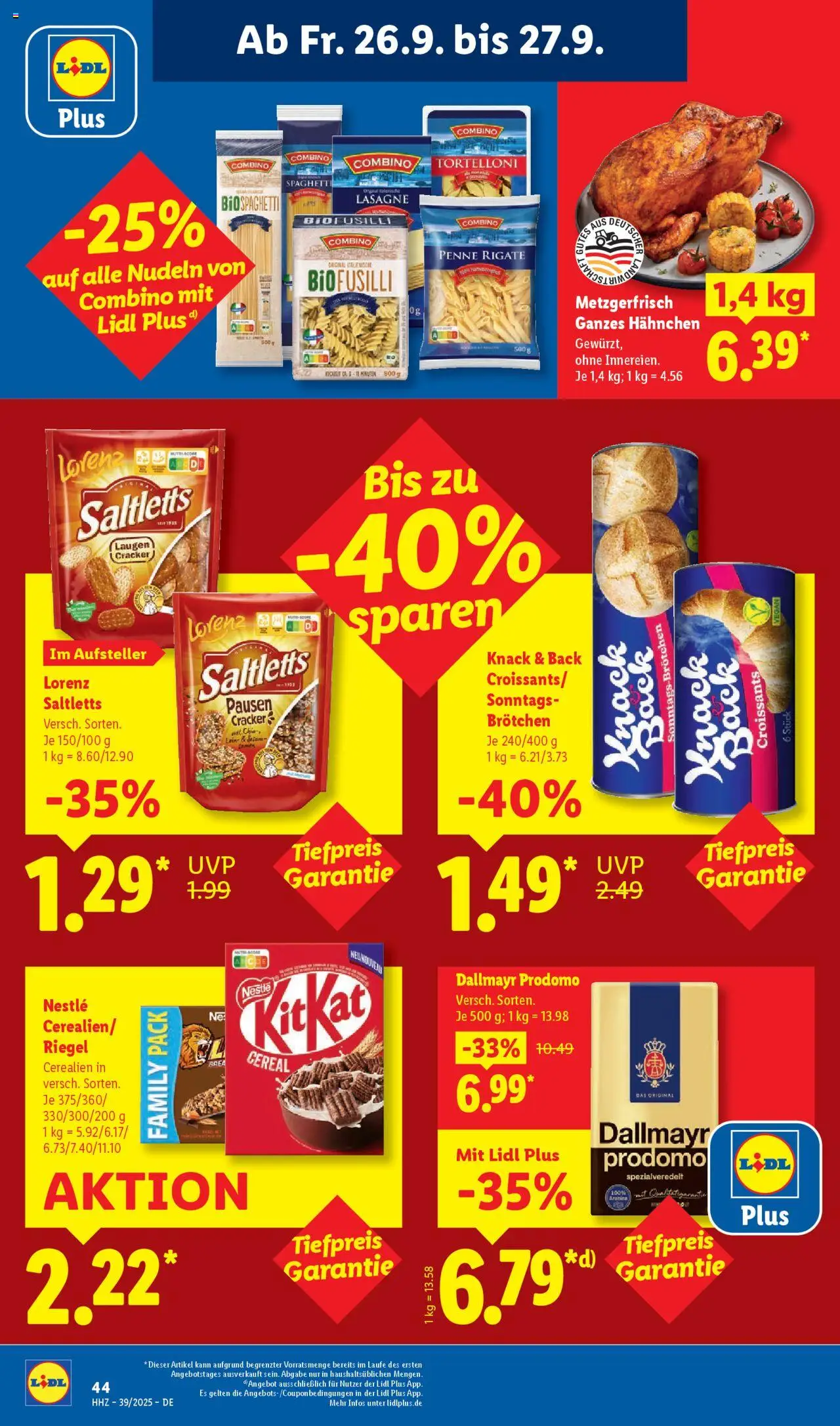 Lidl Prospekt Zossen – gültig ab 22.09.2025 | Seite: 62 | Produkte: Hahnchen, Dallmayr, Nudeln, Dallmayr prodomo