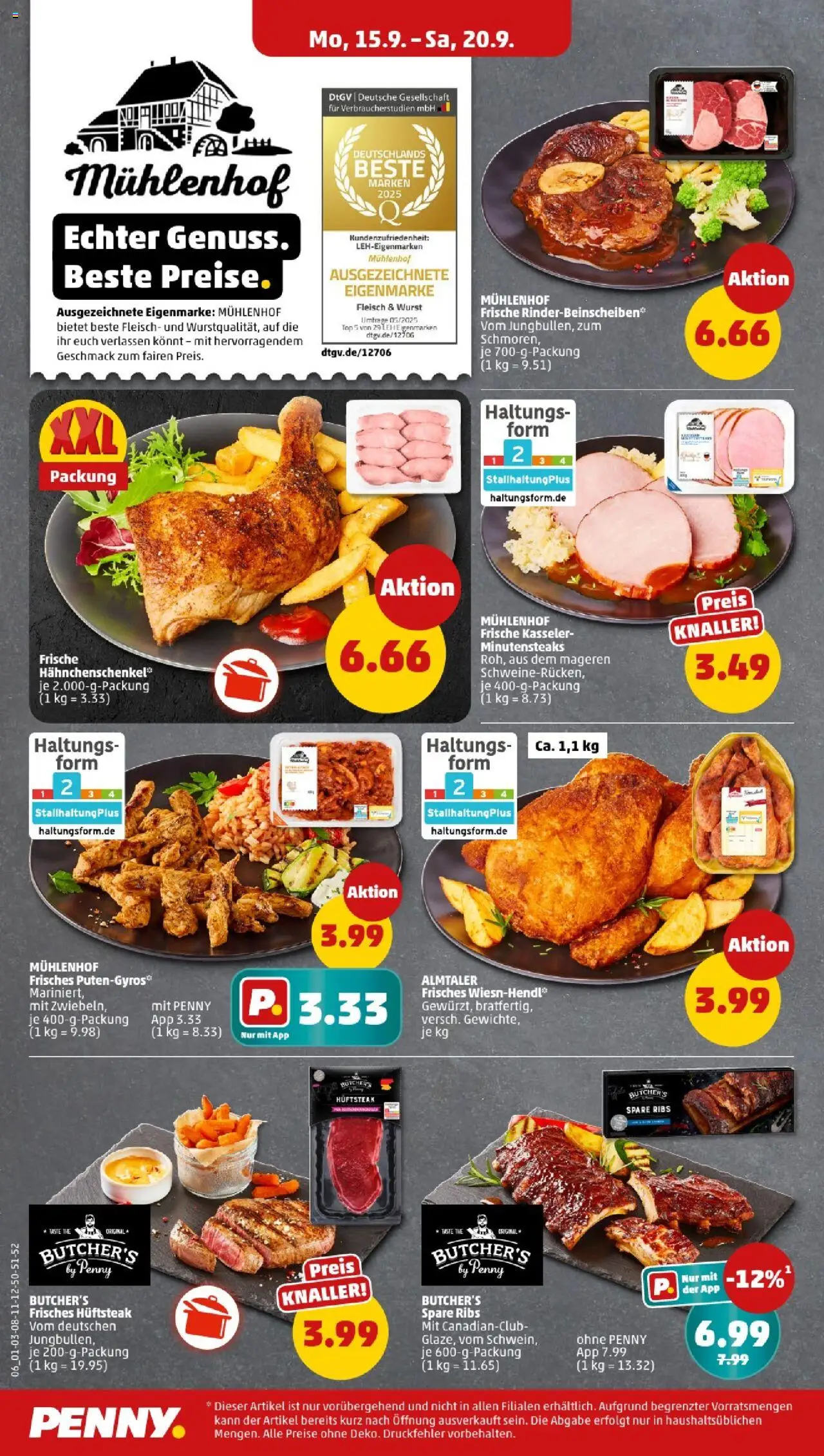 Penny - Berlin – gültig ab 15.09.2025 | Seite: 6 | Produkte: Hahnchenschenkel, Spare ribs, Wurst, Fleisch
