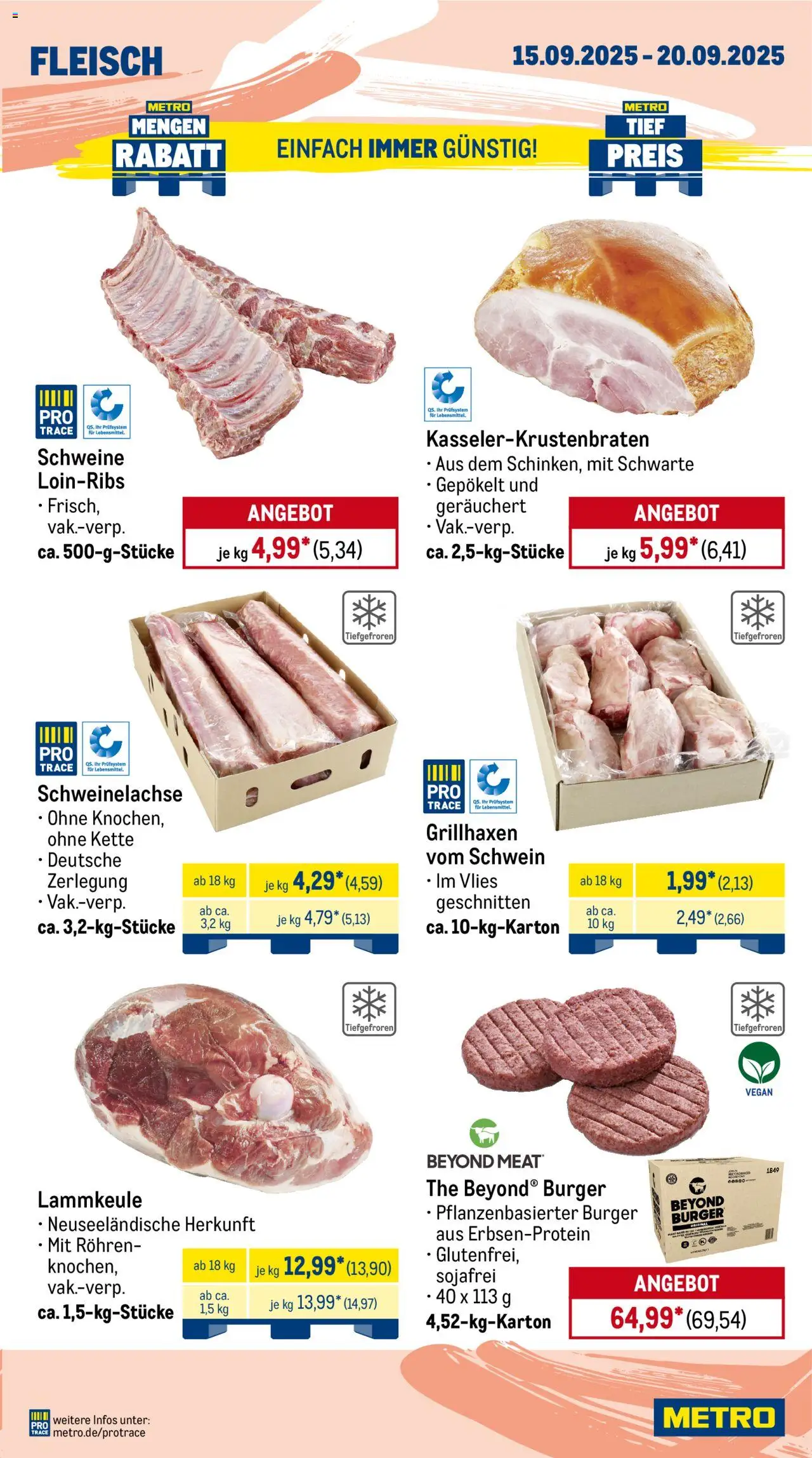 Metro Wochen-Angebote Gastro – gültig ab 15.09.2025 | Seite: 3 | Produkte: Lammkeule, Burger, Fleisch