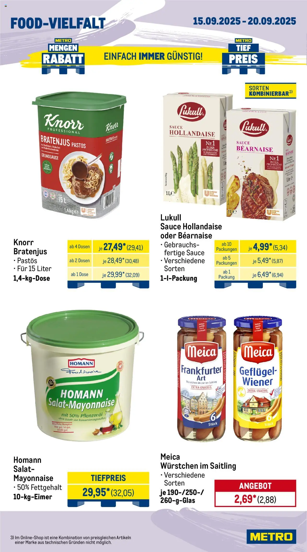 Metro Wochen-Angebote Gastro – gültig ab 15.09.2025 | Seite: 12 | Produkte: Wiener wurstchen, Knorr, Meica, Salat