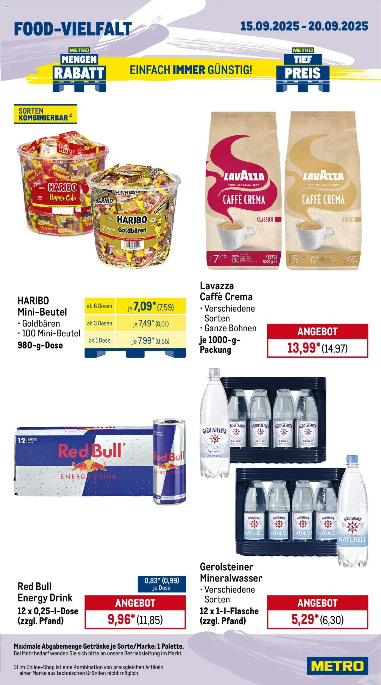 Metro Wochen-Angebote Gastro – gültig ab 15.09.2025 | Seite: 13 | Produkte: Haribo, Energy, Mineralwasser, Gerolsteiner