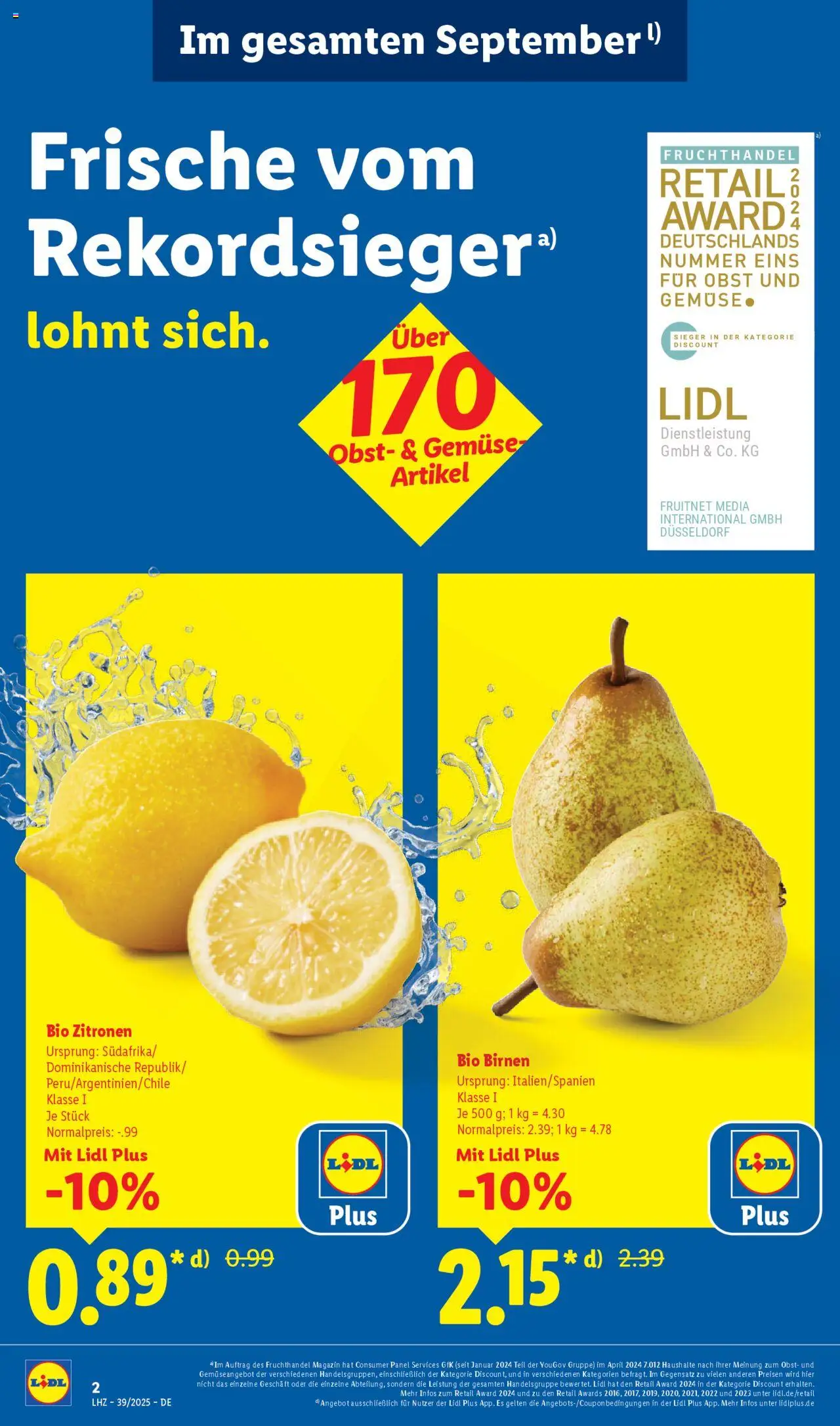 Lidl Prospekt 	 – gültig ab 22.09.2025 | Seite: 2 | Produkte: Gemüse, Obst, Zitronen