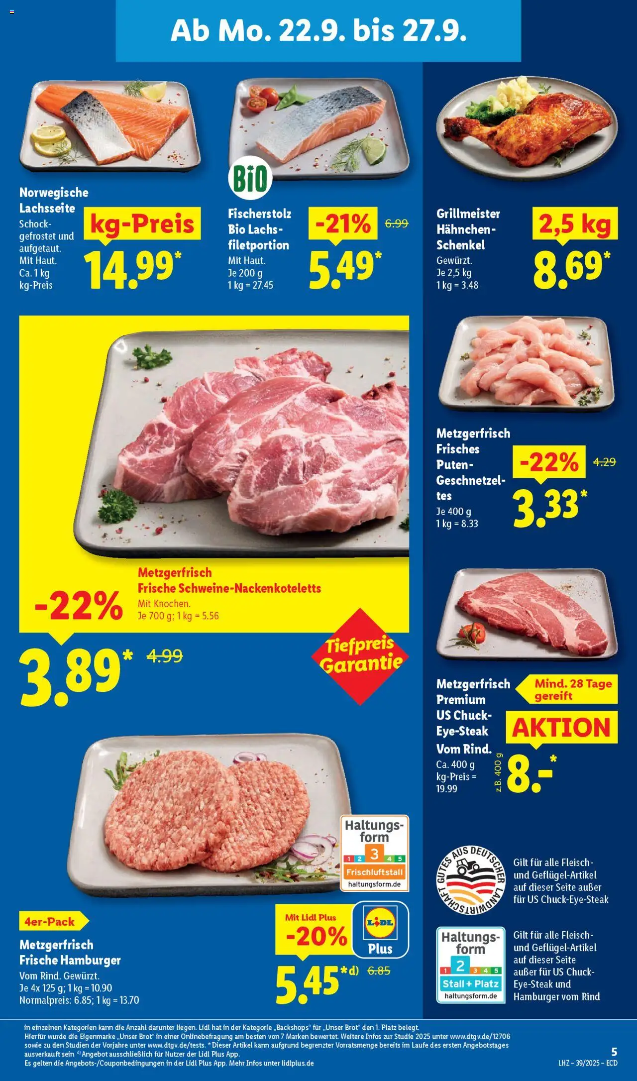 Lidl Prospekt 	 – gültig ab 22.09.2025 | Seite: 13 | Produkte: Hahnchen, Lachs, Brot, Fleisch