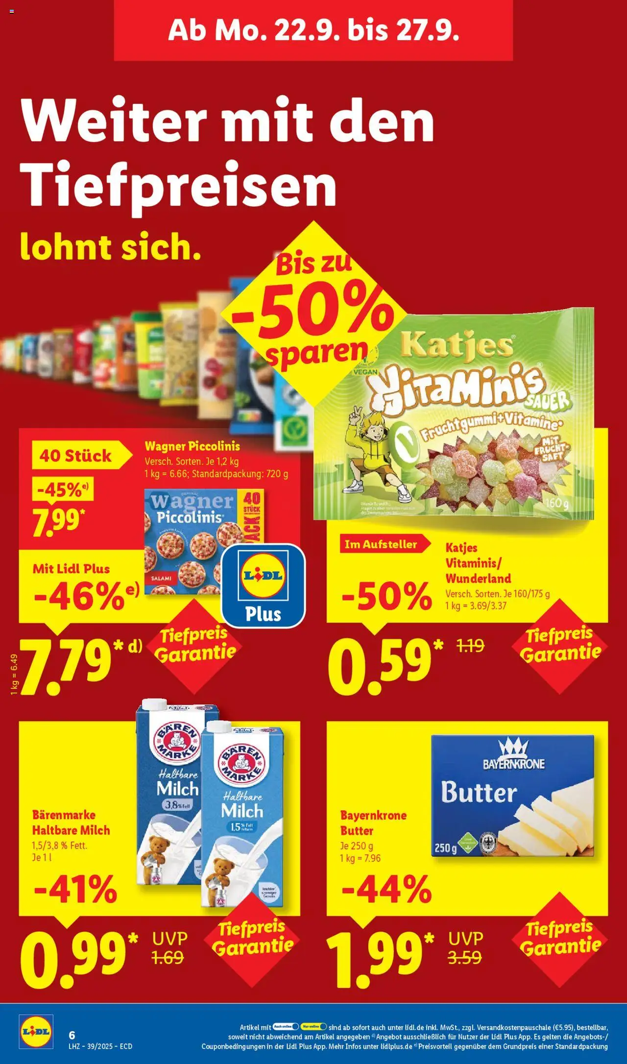Lidl Prospekt 	 – gültig ab 22.09.2025 | Seite: 14 | Produkte: Milch, Haltbare milch, Katjes, Salami