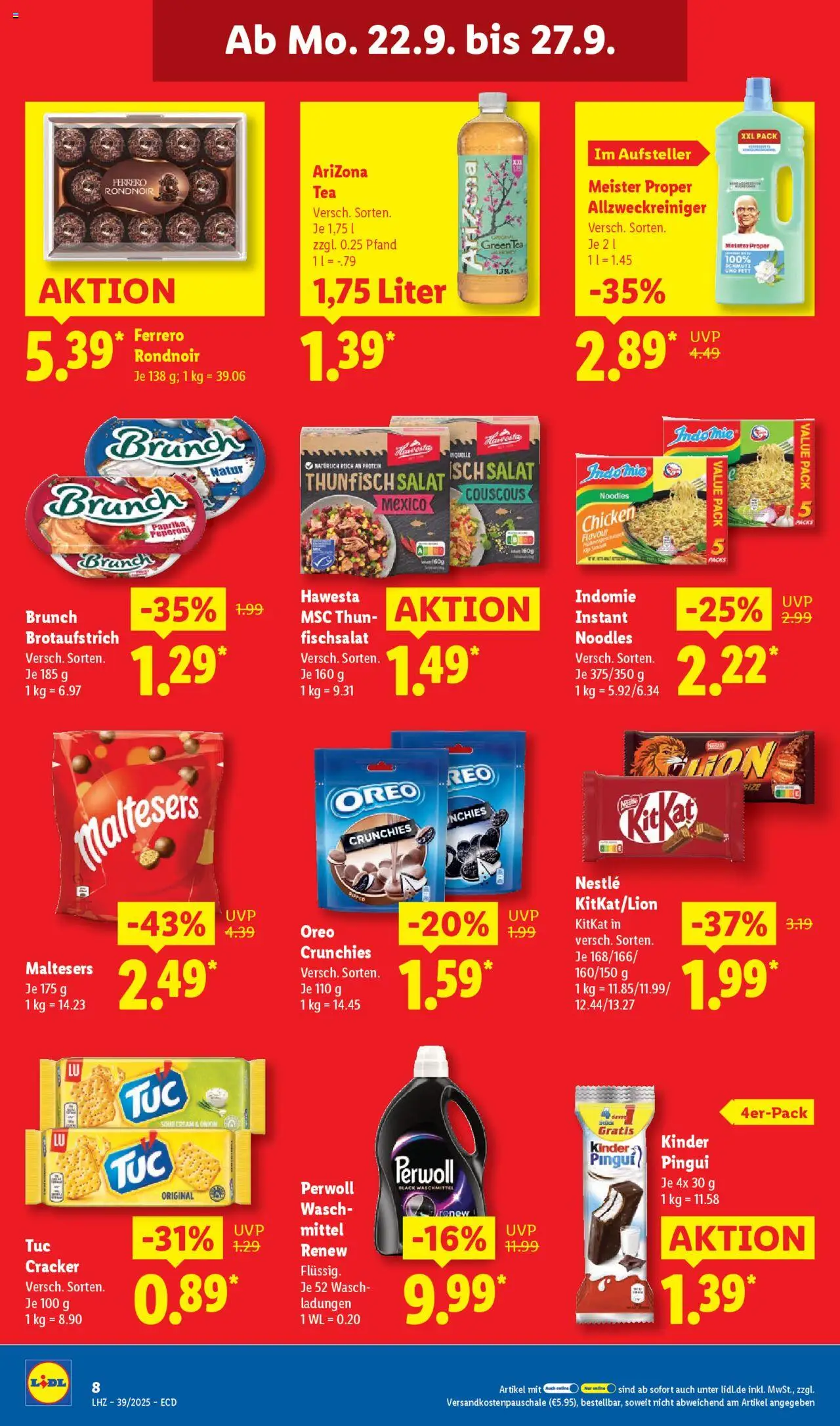 Lidl Prospekt 	 – gültig ab 22.09.2025 | Seite: 16 | Produkte: Thunfisch, Perwoll, Waschmittel, Salat