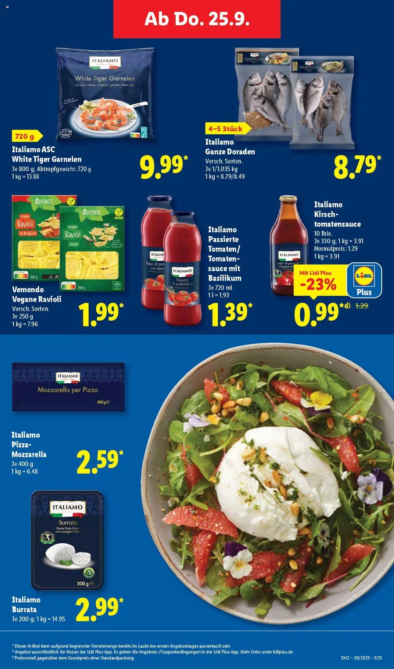 Lidl Prospekt 	 – gültig ab 22.09.2025 | Seite: 51 | Produkte: Mozzarella, Tomaten, Spargel, Tiger garnelen