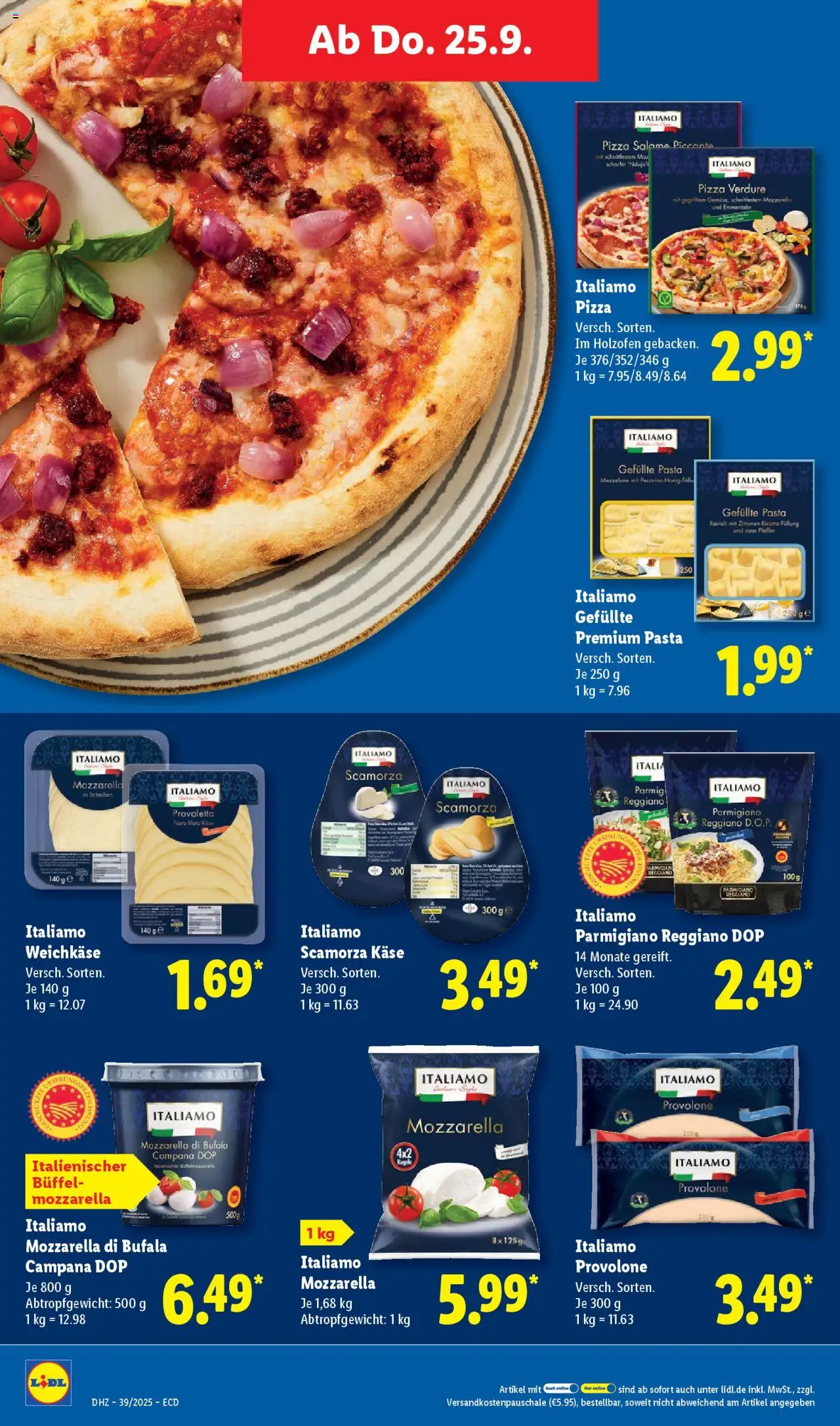 Lidl Prospekt 	 – gültig ab 22.09.2025 | Seite: 50 | Produkte: Käse, Mozzarella, Pasta, Pizza