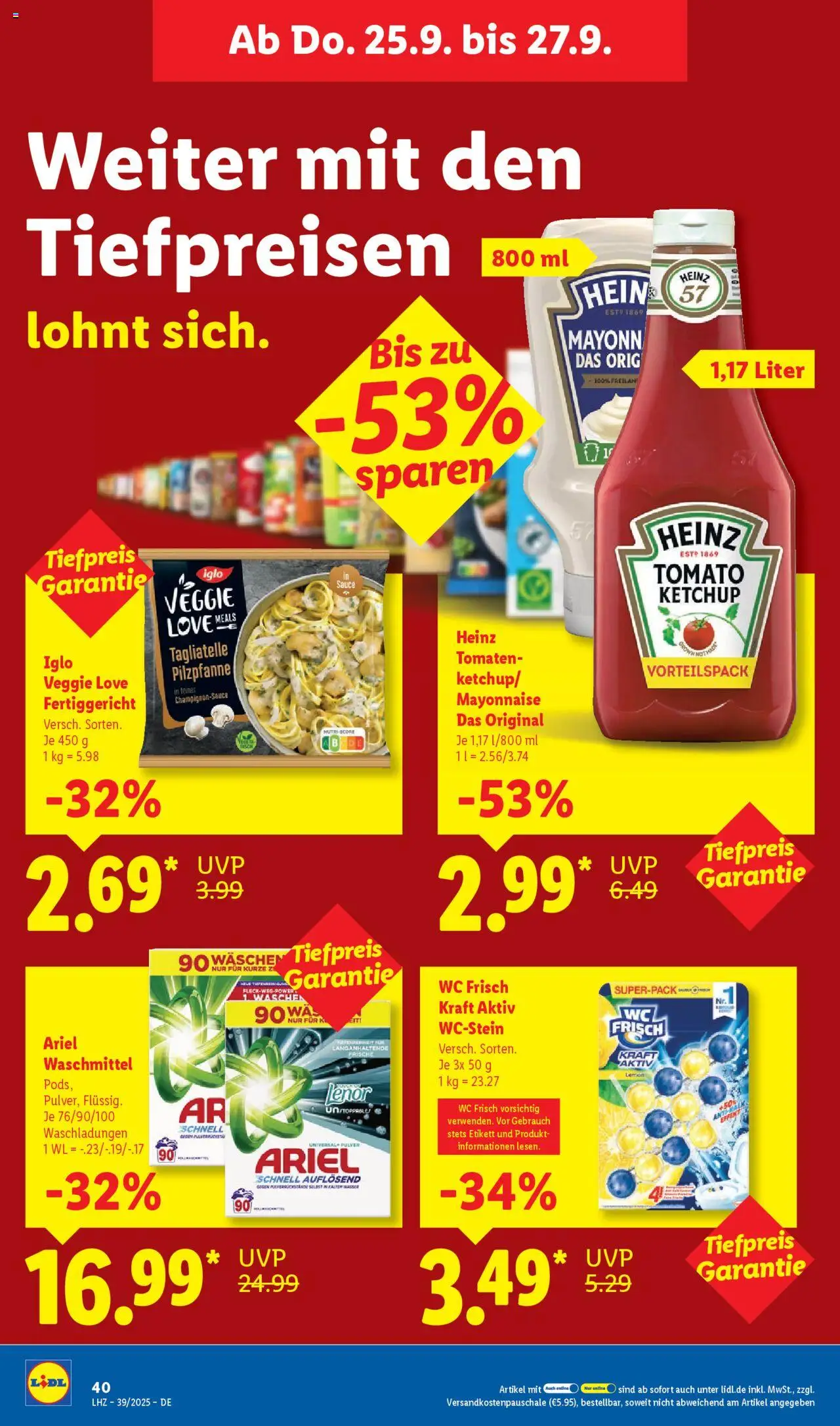 Lidl Prospekt 	 – gültig ab 22.09.2025 | Seite: 56 | Produkte: Ariel, Tomaten, Mayonnaise, Wc frisch