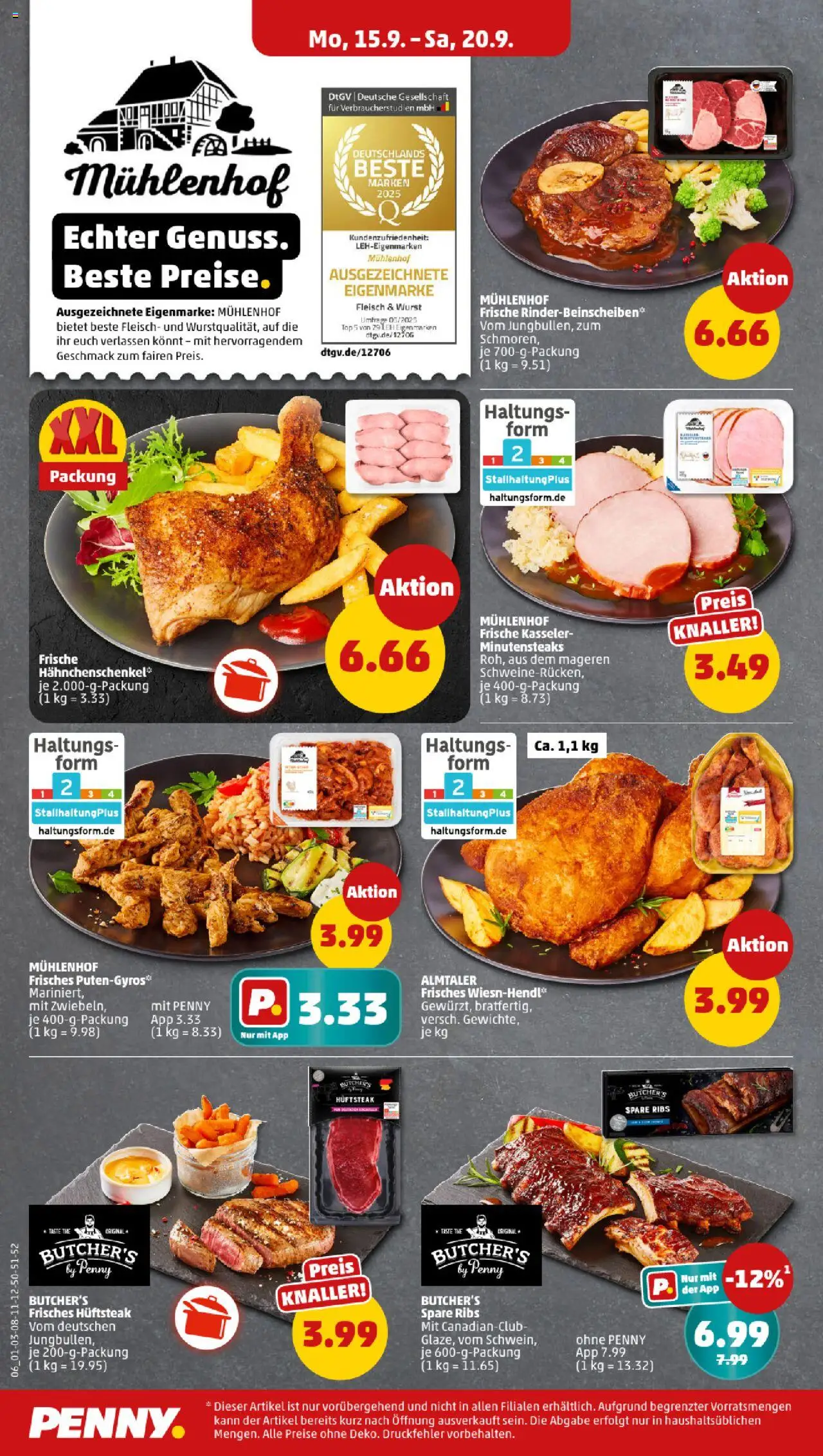 Penny Prospekt 	 – gültig ab 15.09.2025 | Seite: 6 | Produkte: Top, Spare ribs, Wurst, Fleisch