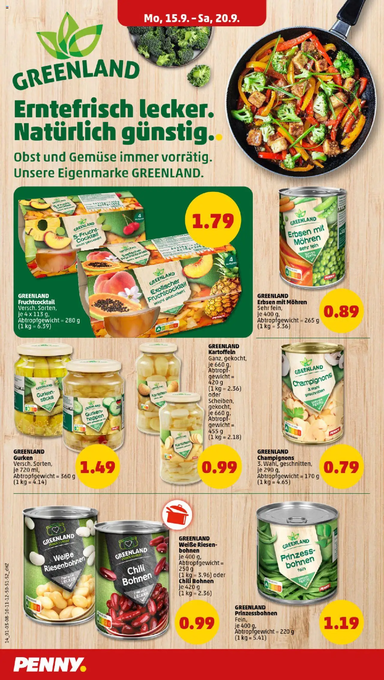Penny Prospekt 	 – gültig ab 15.09.2025 | Seite: 14 | Produkte: Gewicht, Gemüse, Obst, Erbsen