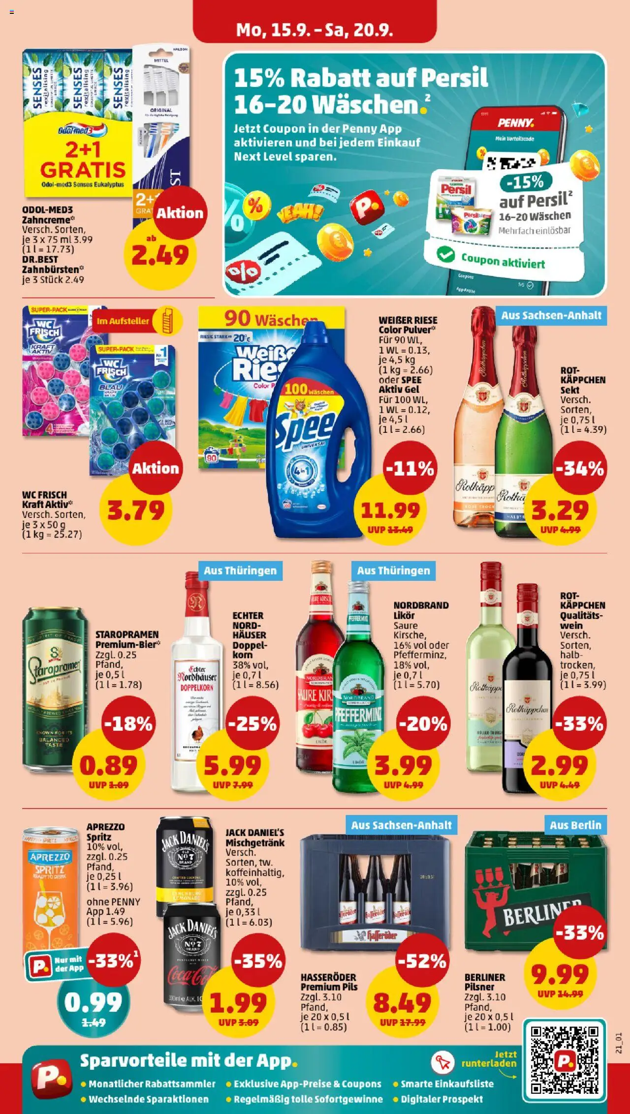 Penny Prospekt 	 – gültig ab 15.09.2025 | Seite: 21 | Produkte: Berliner, Pils, Spee, Rotkäppchen