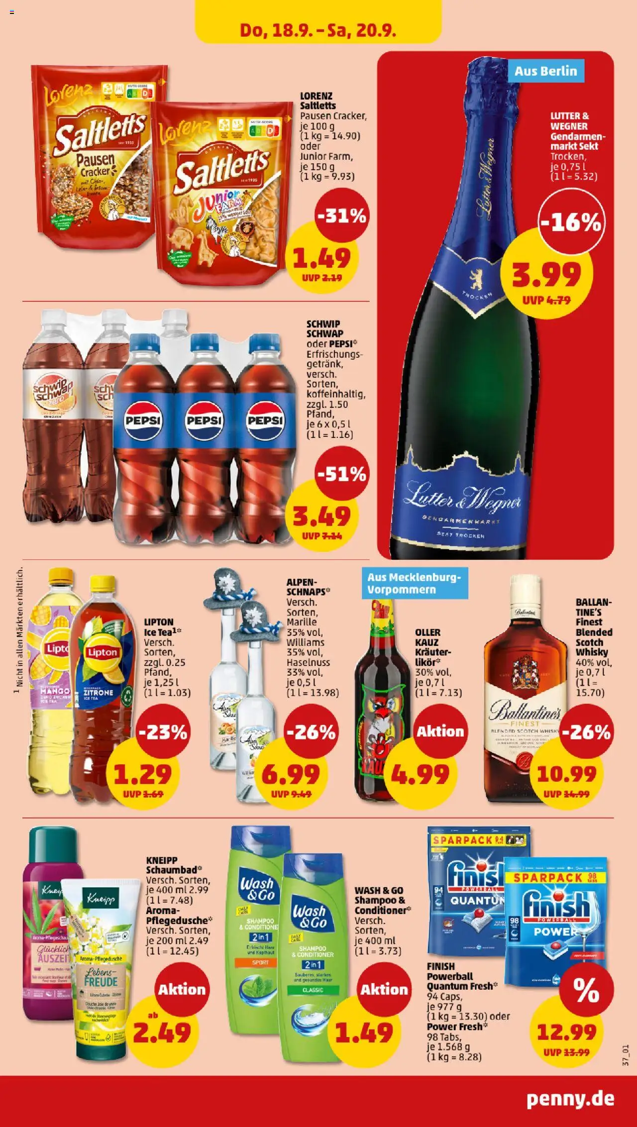 Penny Prospekt 	 – gültig ab 15.09.2025 | Seite: 39 | Produkte: Whisky, Schwip schwap, Finish, Mango