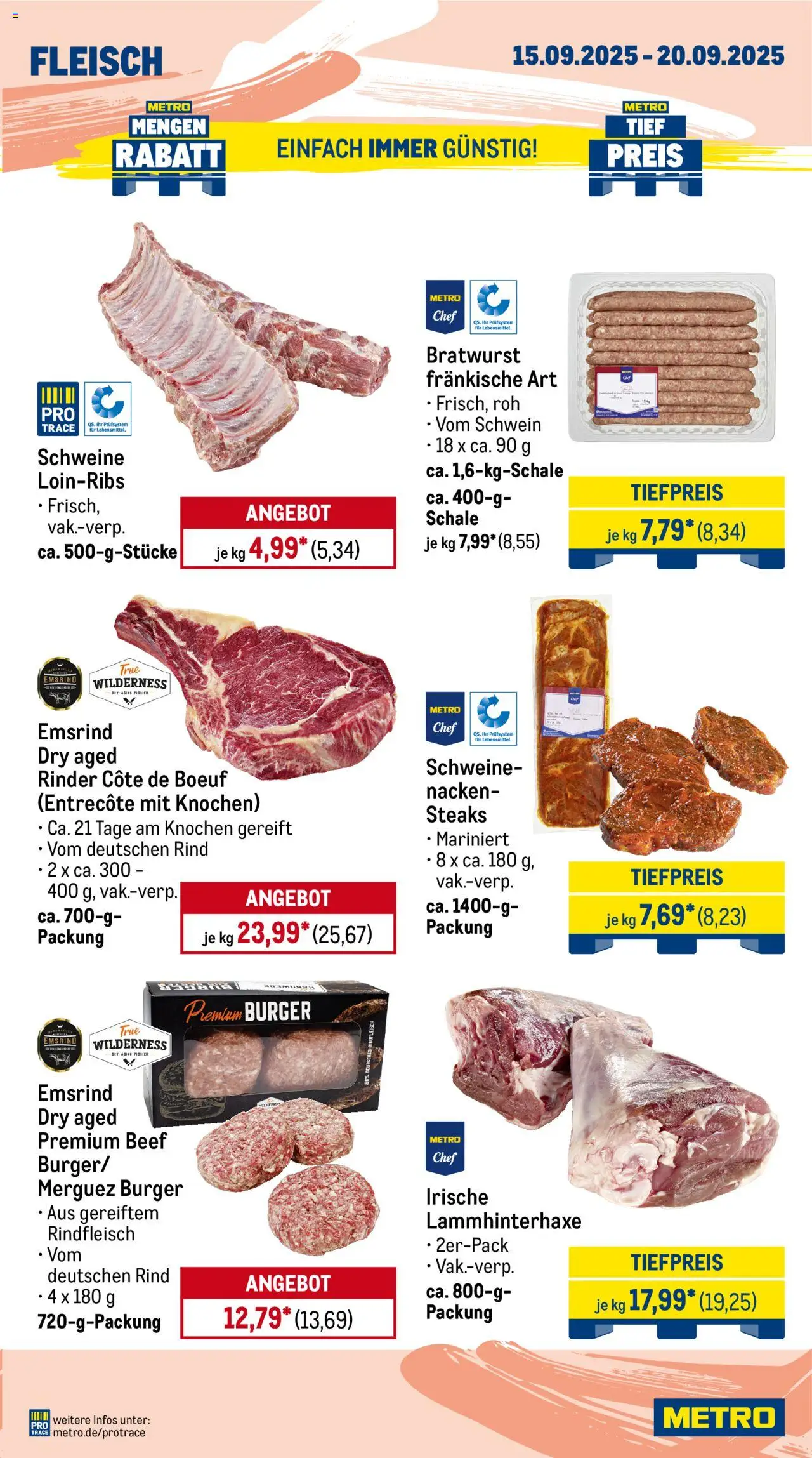 Metro Prospekt 	 – gültig ab 15.09.2025 | Seite: 3 | Produkte: Bratwurst, Entrecote, Rindfleisch, Fleisch