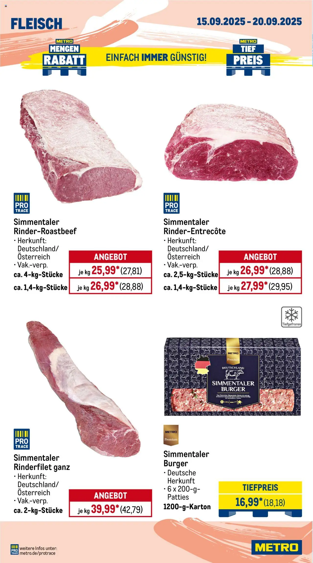 Metro Prospekt 	 – gültig ab 15.09.2025 | Seite: 4 | Produkte: Rinderfilet, Burger, Fleisch
