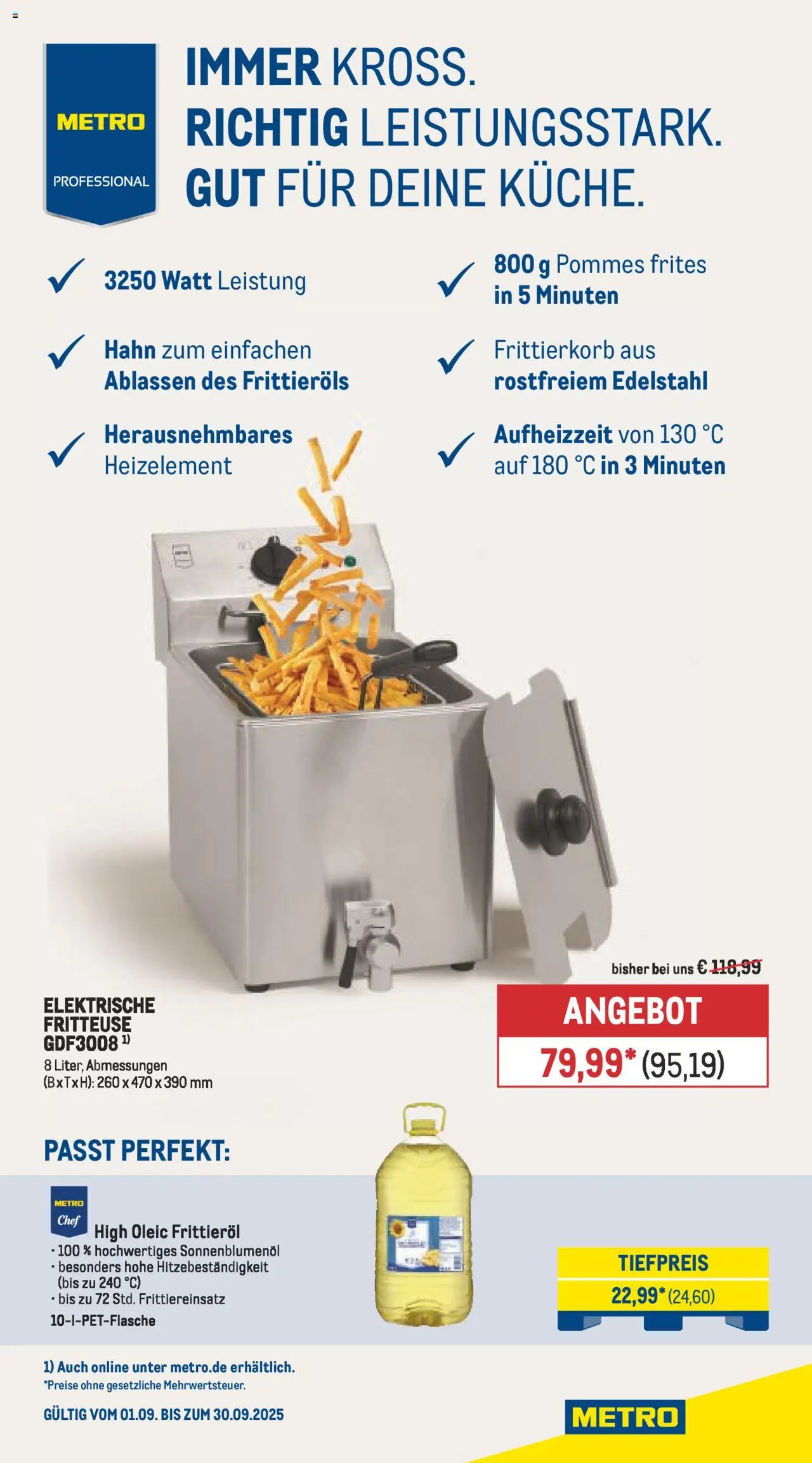 Metro Prospekt 	 – gültig ab 15.09.2025 | Seite: 25 | Produkte: Sonnenblumenol, Pommes, Pommes frites, Fritteuse