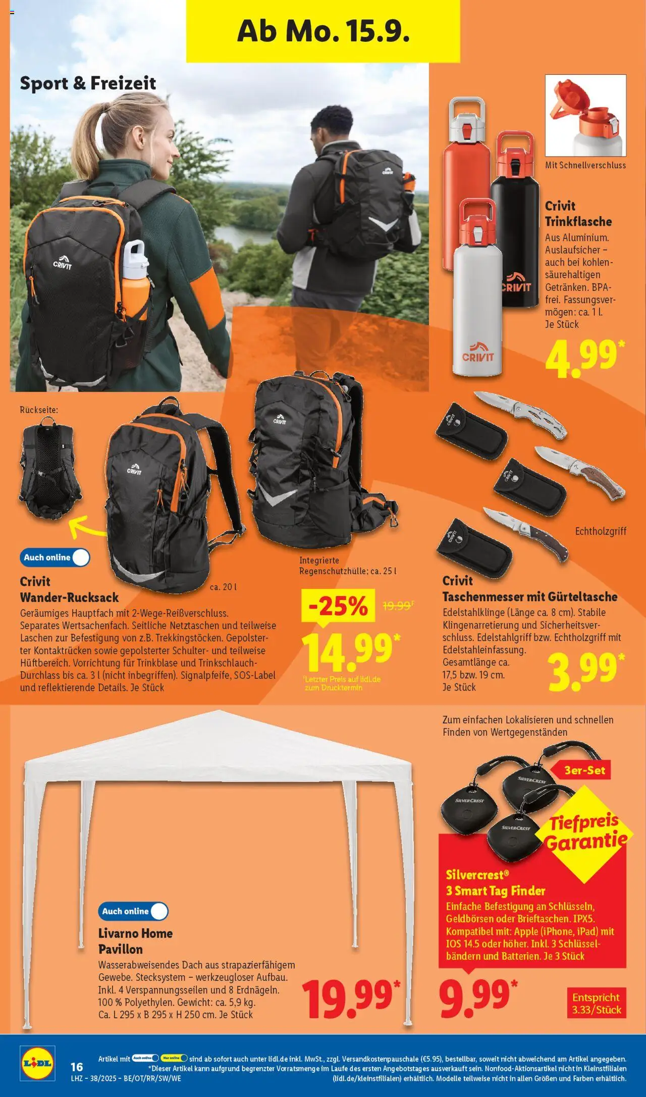 Lidl Prospekt Zossen	 – gültig ab 15.09.2025 | Seite: 8 | Produkte: Gewicht, Ipad, Apple, Wanderrucksack