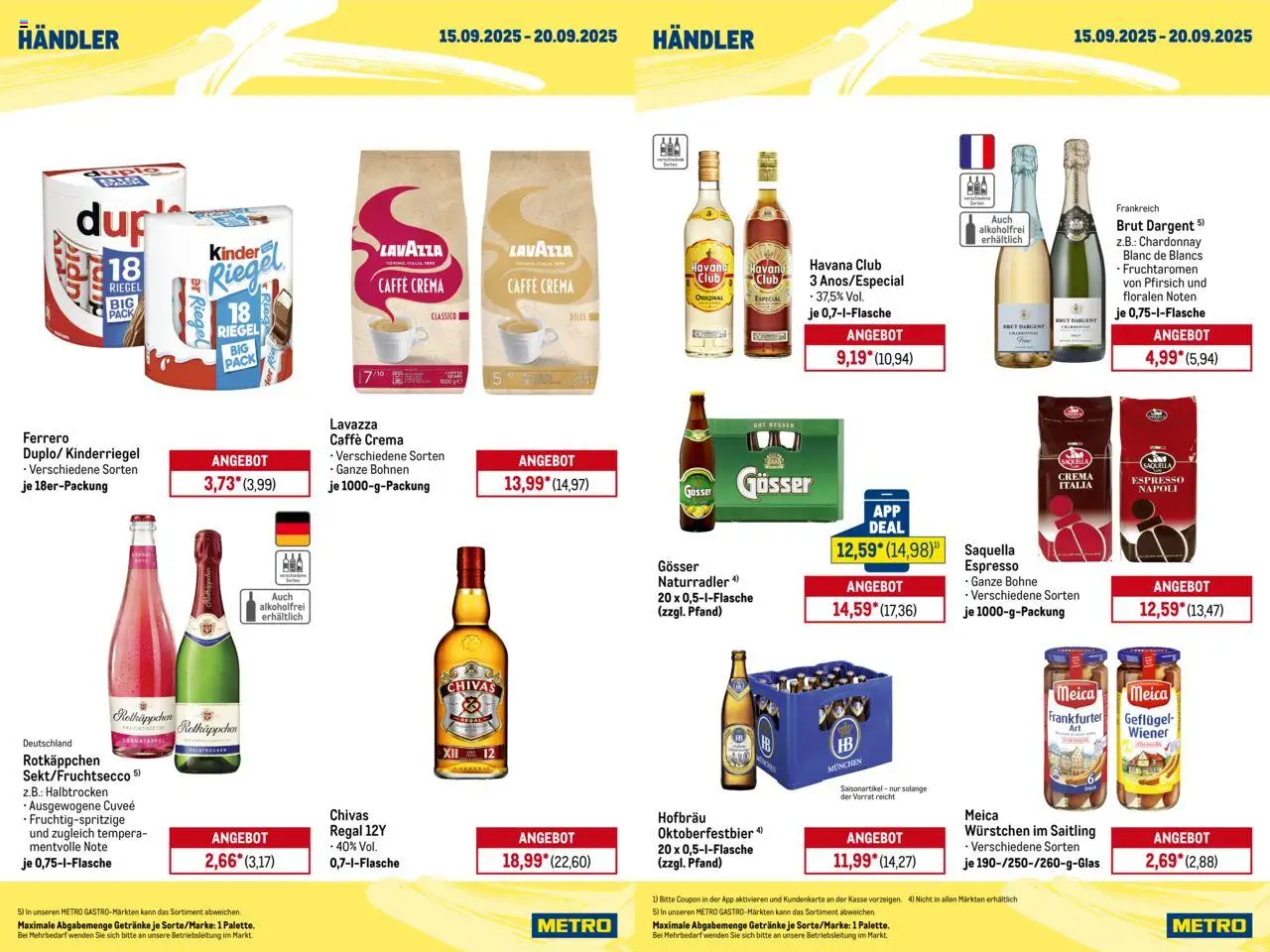 Metro Wochen-Angebote Händler – gültig ab 15.09.2025 | Seite: 2 | Produkte: Havana club, Meica, Fruchtsecco, Brut dargent