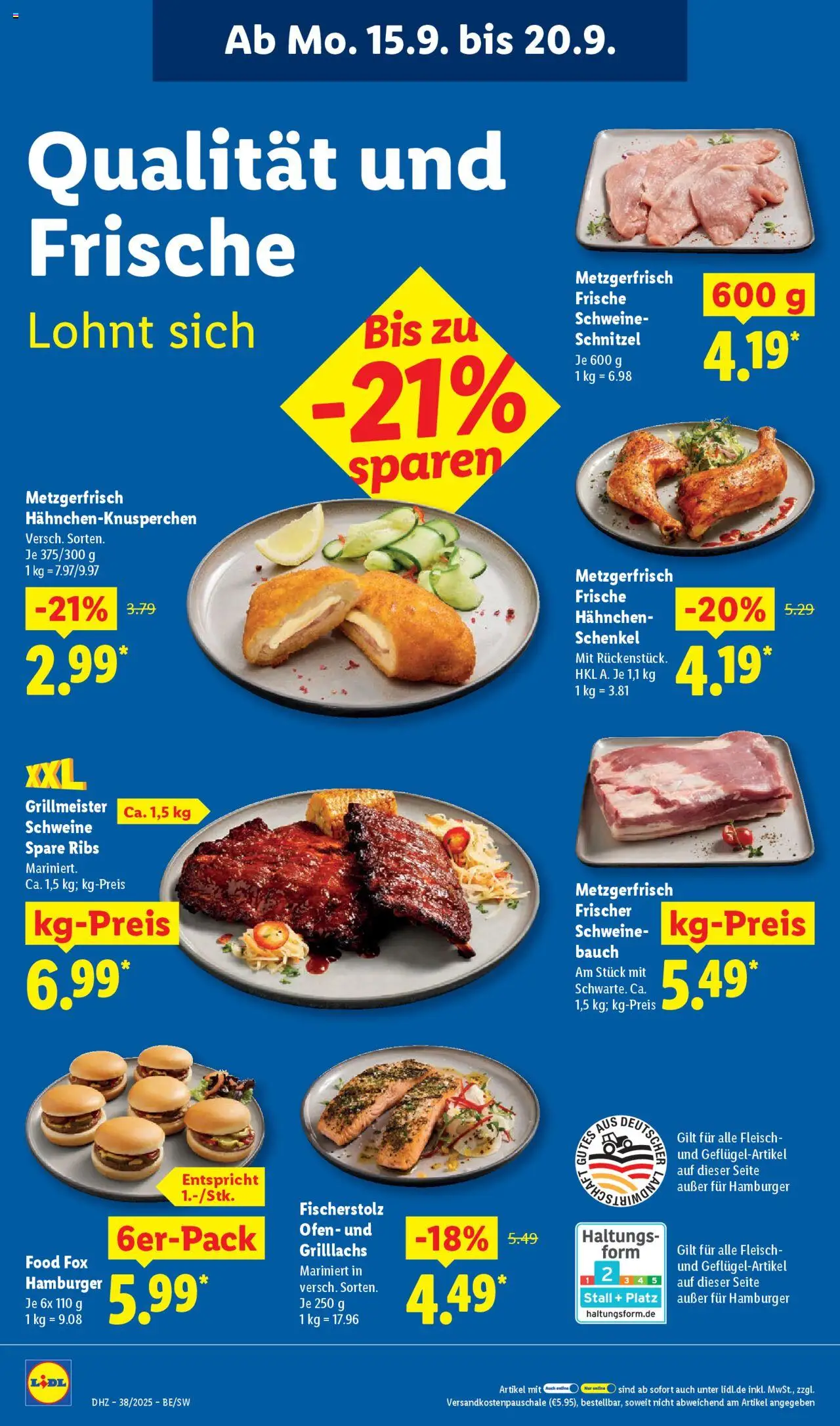 Lidl Prospekt Zossen – gültig ab 15.09.2025 | Seite: 10 | Produkte: Hahnchen, Spare ribs, Schnitzel, Fleisch