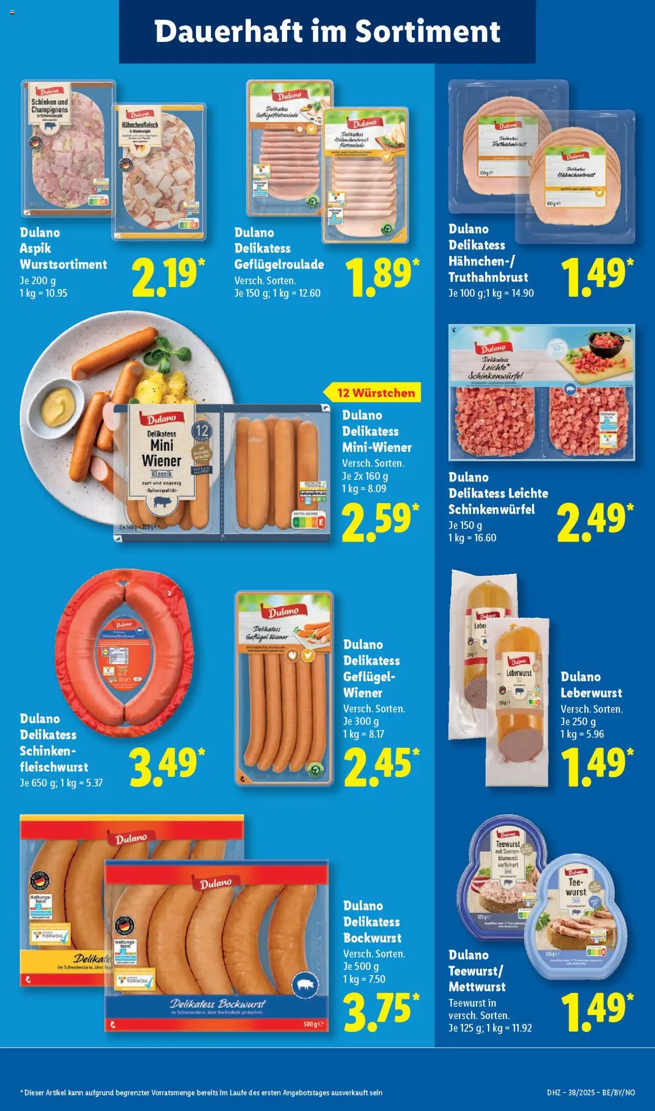 Lidl Prospekt Zossen – gültig ab 15.09.2025 | Seite: 13 | Produkte: Champignons, Wurst, Tee, Hahnchenbrust
