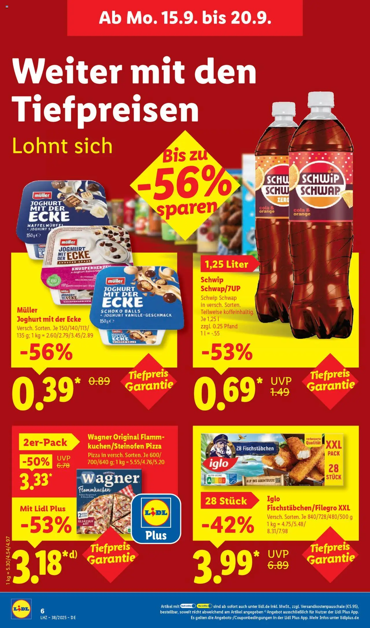 Lidl Prospekt Zossen – gültig ab 15.09.2025 | Seite: 14 | Produkte: Joghurt, Iglo, Schwip schwap, Fischstabchen