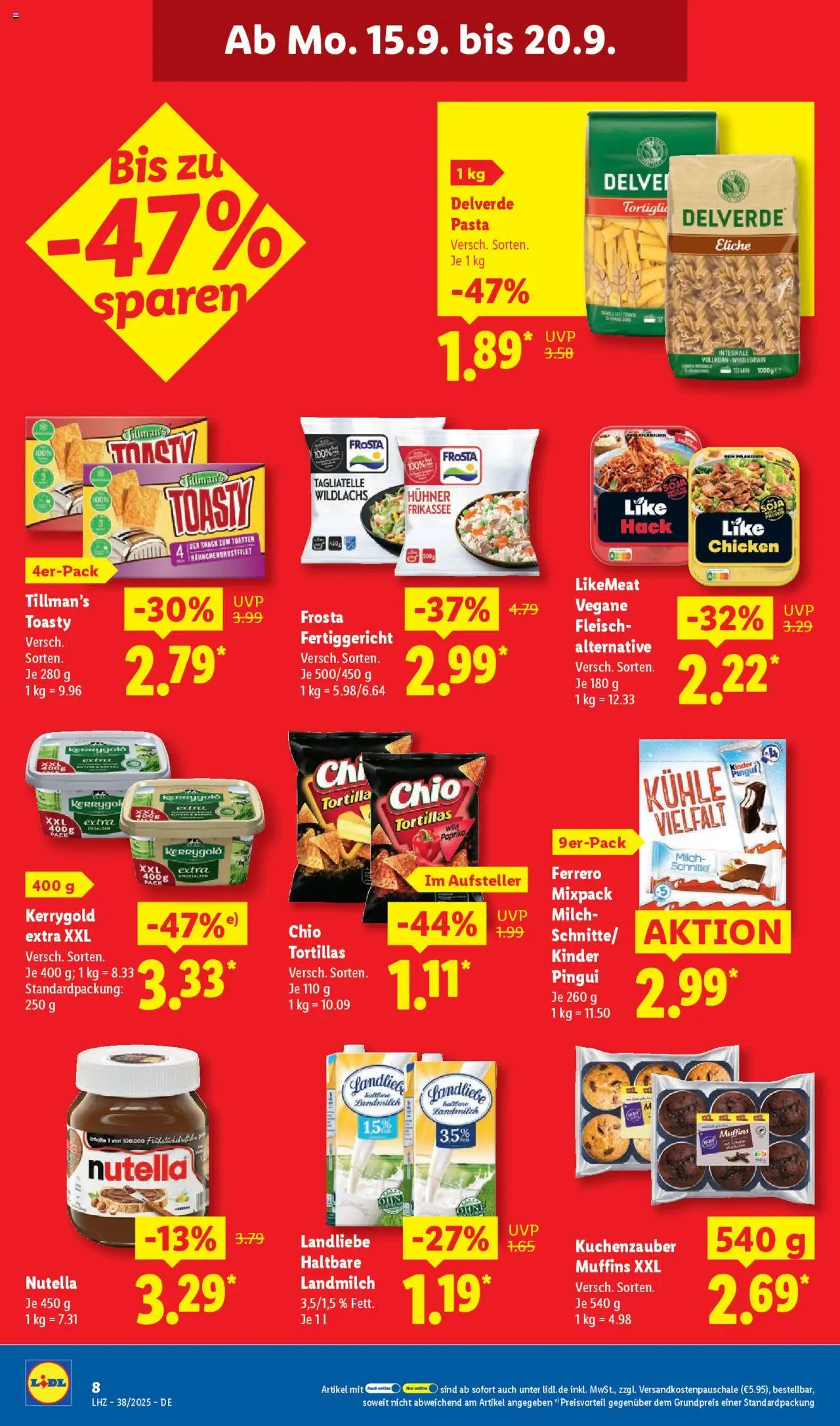 Lidl Prospekt Zossen – gültig ab 15.09.2025 | Seite: 16 | Produkte: Frosta, Nutella, Paprika, Fleisch