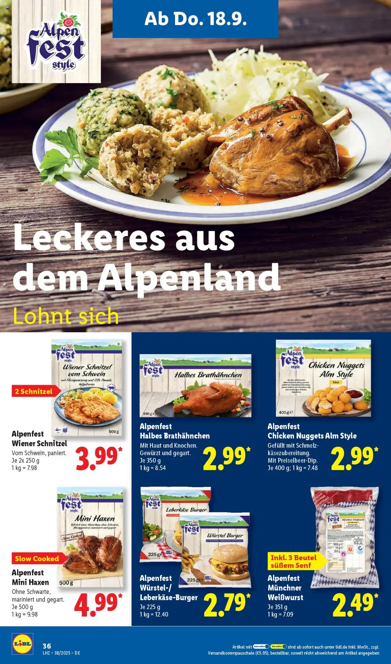 Lidl Prospekt Zossen – gültig ab 15.09.2025 | Seite: 52 | Produkte: Burger, Weißwurst, Schnitzel, Leberkase