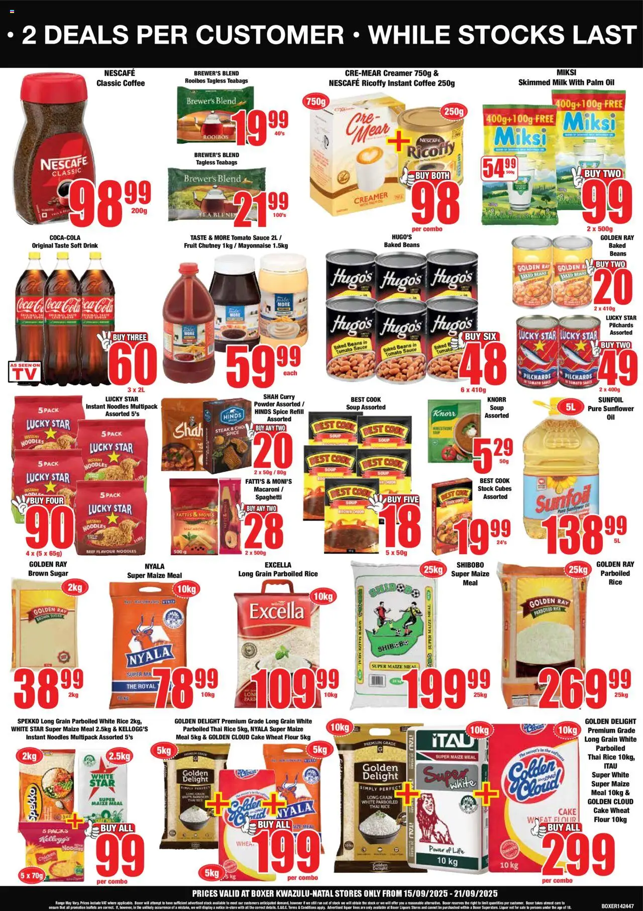 New Boxer catalogue – valid from 15.09.2025 | Page: 3 | Products: Flour, Baked beans, Coffee, Stock