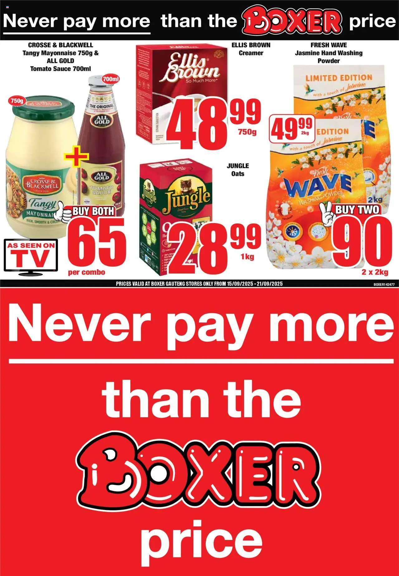 New Boxer catalogue – valid from 15.09.2025 | Page: 1 | Products: Oats, Tomato sauce, Washing powder, Sauce