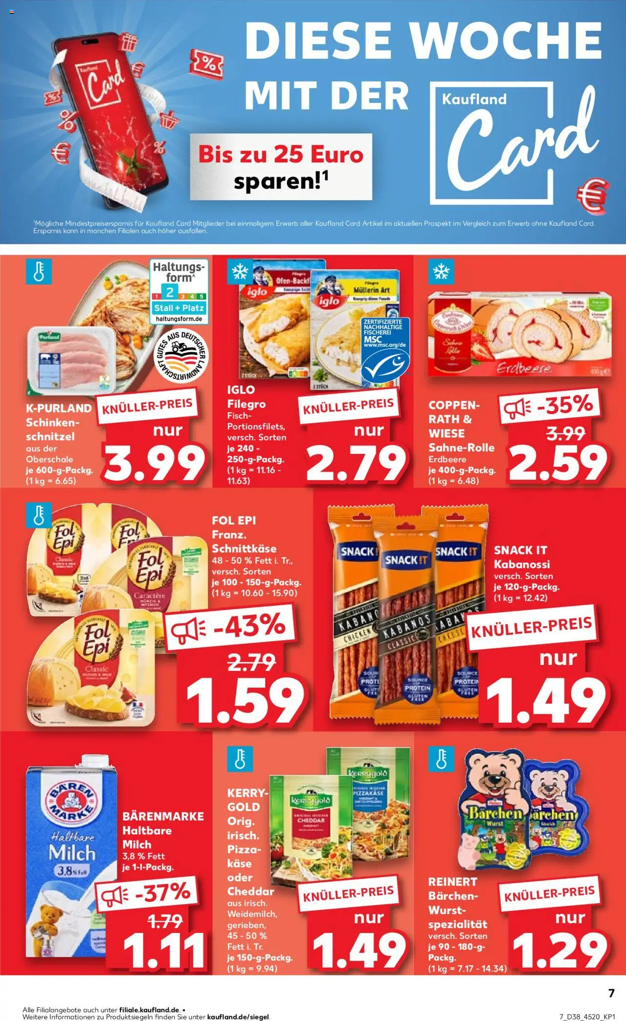 Kaufland Prospekt 	 – gültig ab 18.09.2025 | Seite: 7 | Produkte: Haltbare milch, Schnitzel, Fisch, Wurst