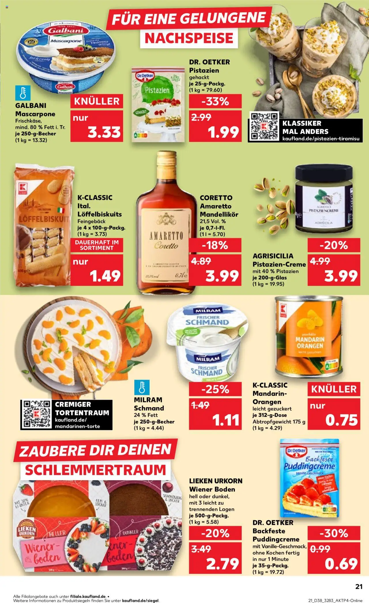 Kaufland prospekt Potsdam	 – gültig ab 18.09.2025 | Seite: 21 | Produkte: Mascarpone, Orangen, Pistazien, Milram