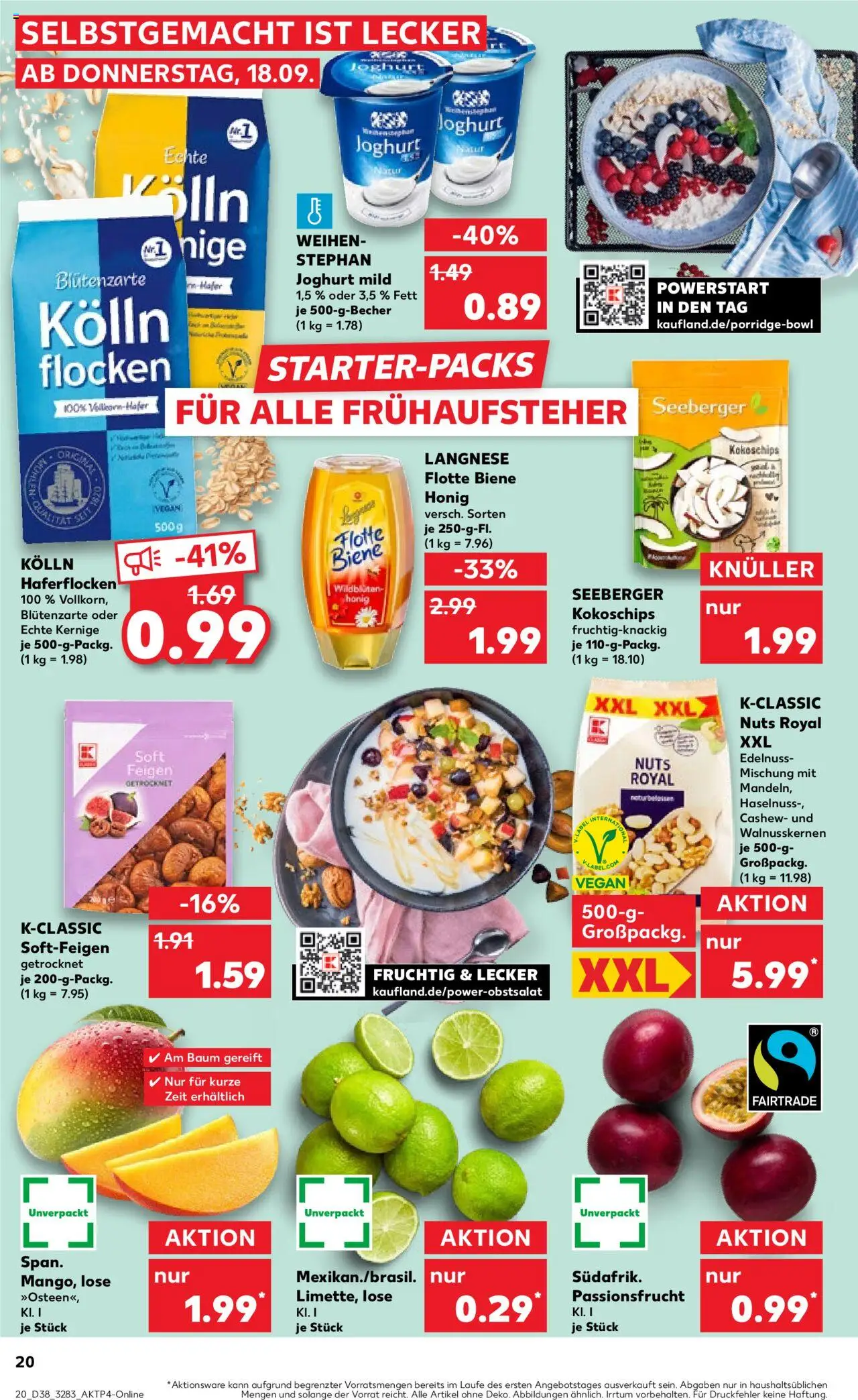 Kaufland prospekt Potsdam	 – gültig ab 18.09.2025 | Seite: 20 | Produkte: Kolln haferflocken, Kolln, Joghurt, Flocken