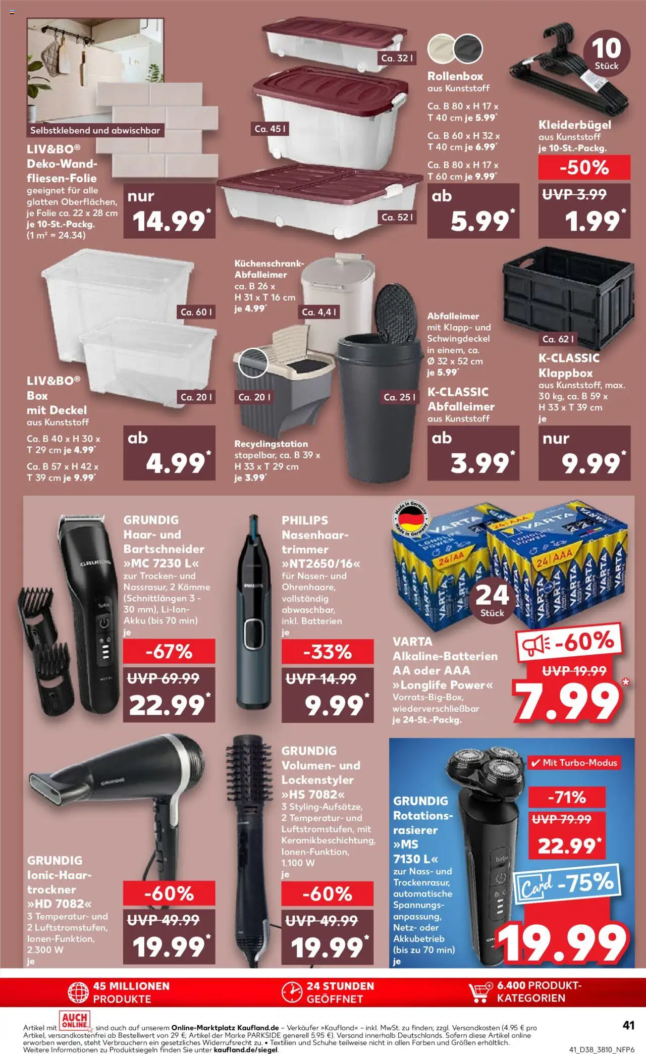 Kaufland prospekt Potsdam	 – gültig ab 18.09.2025 | Seite: 41 | Produkte: Batterien, Box, Kleiderbügel, Abfalleimer
