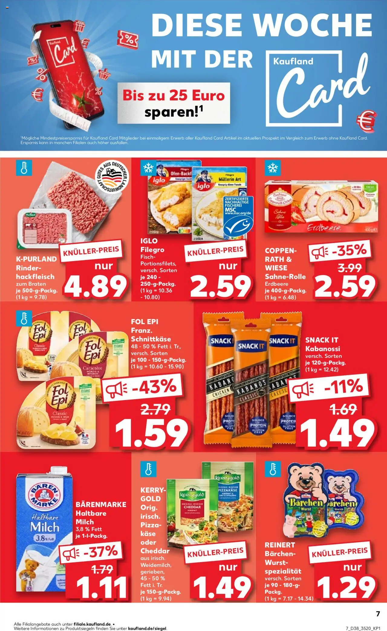 Kaufland prospekt Berlin	 – gültig ab 18.09.2025 | Seite: 7 | Produkte: Milch, Käse, Haltbare milch, Hackfleisch