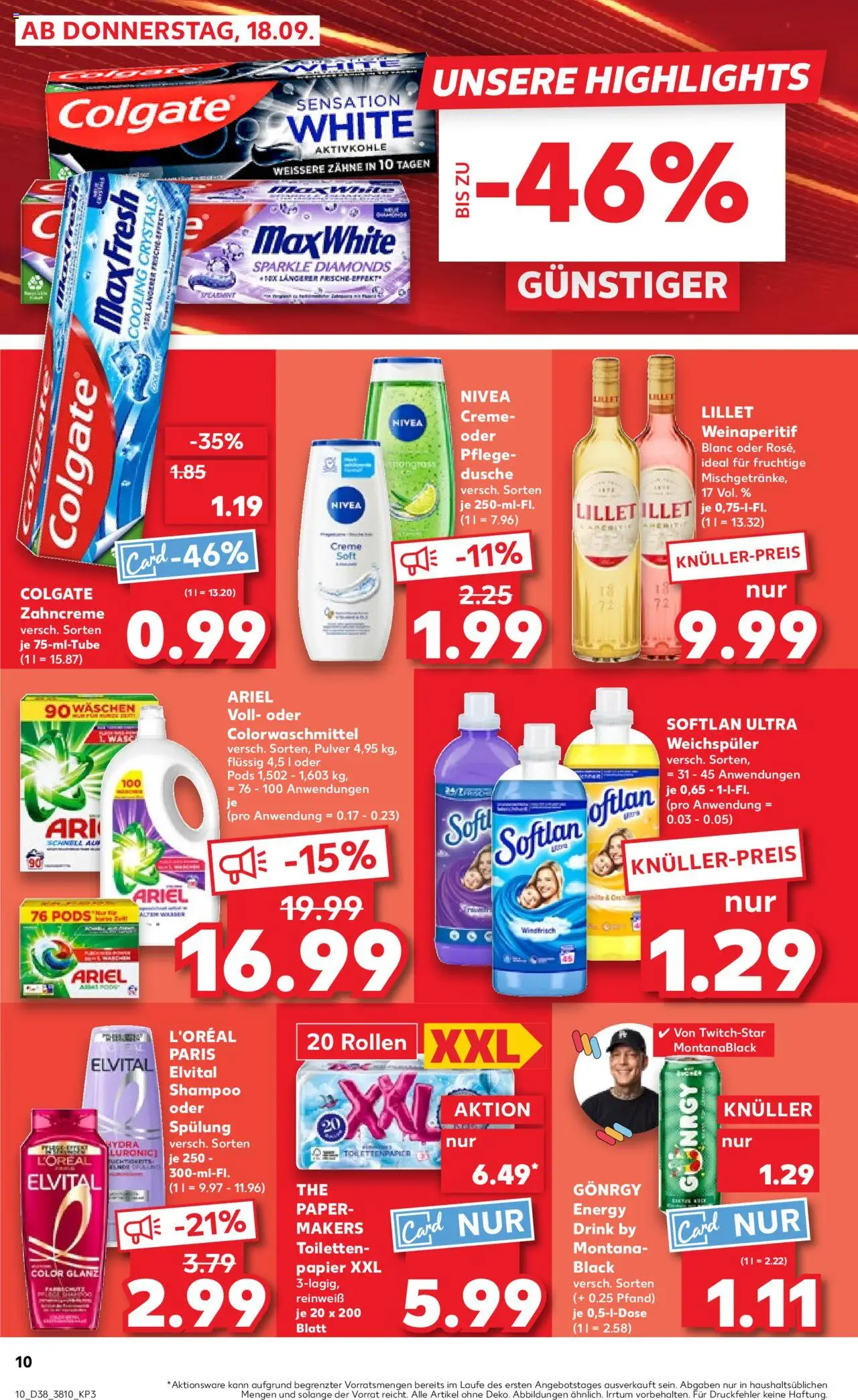Kaufland prospekt Berlin	 – gültig ab 18.09.2025 | Seite: 10 | Produkte: Shampoo, Lillet, Weichspüler, Shower Gel