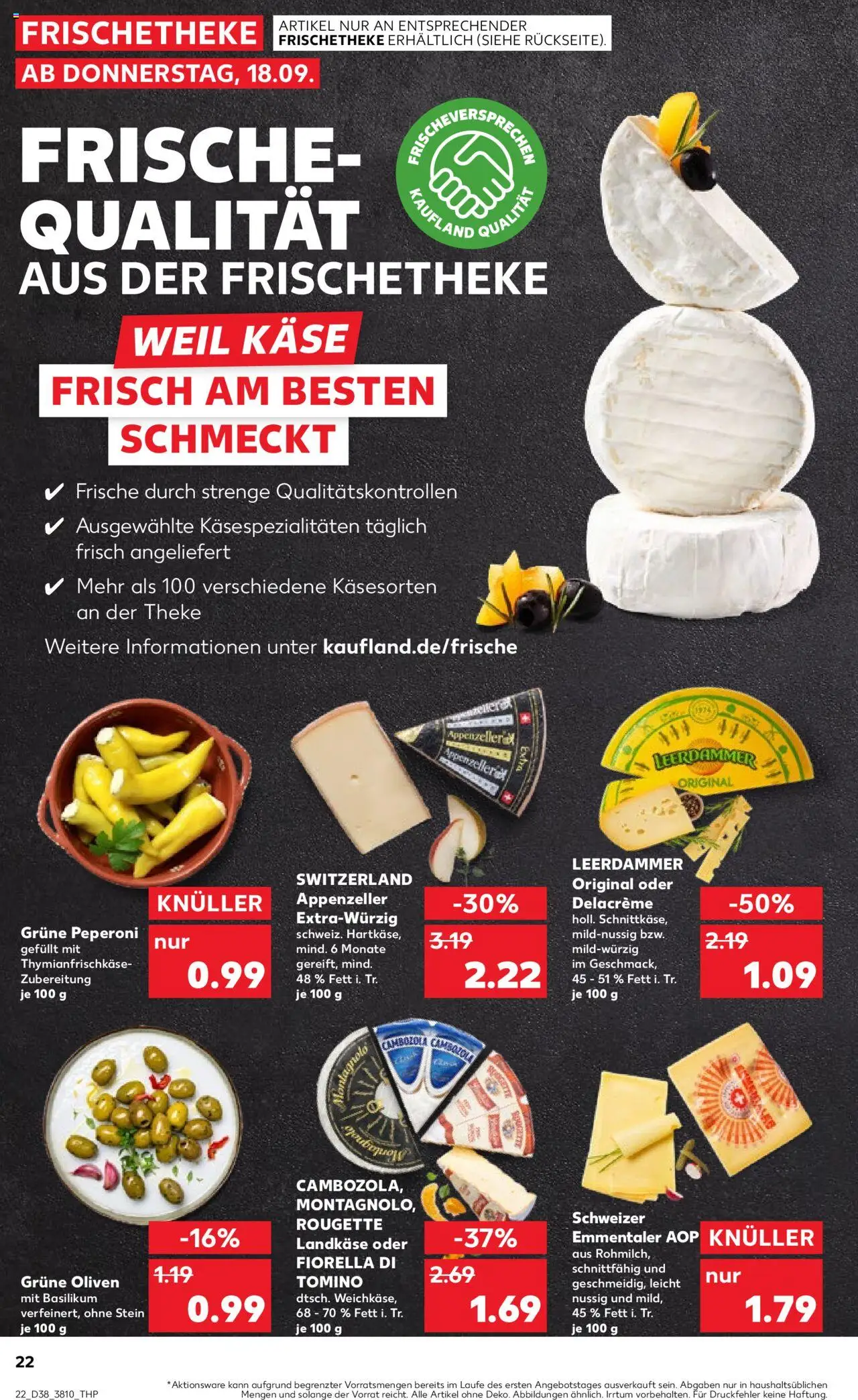 Kaufland prospekt Berlin	 – gültig ab 18.09.2025 | Seite: 22 | Produkte: Käse, Theke, Leerdammer