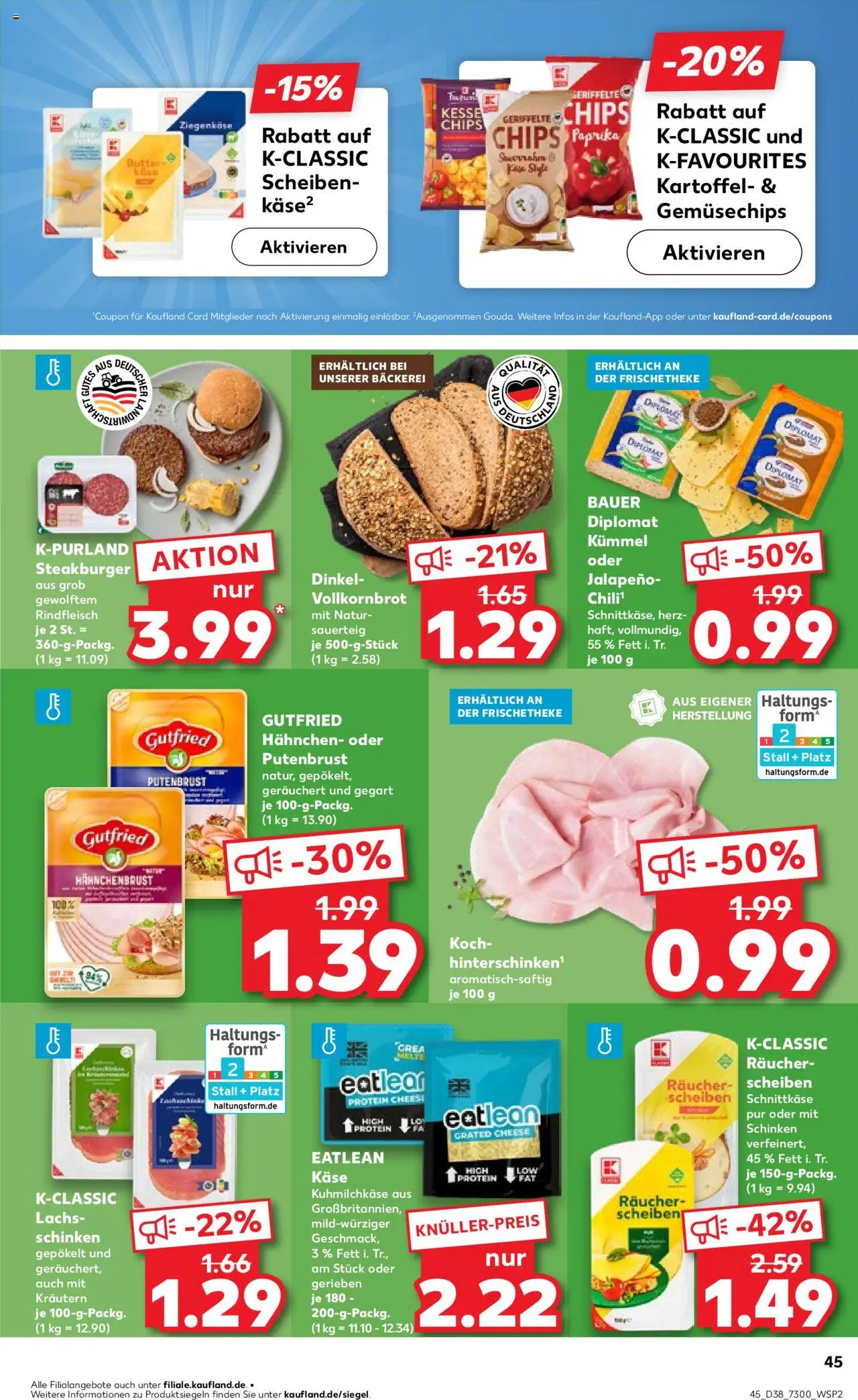 Kaufland prospekt Berlin	 – gültig ab 18.09.2025 | Seite: 45 | Produkte: Hahnchen, Bäckerei, Vollkornbrot, Hahnchenbrust