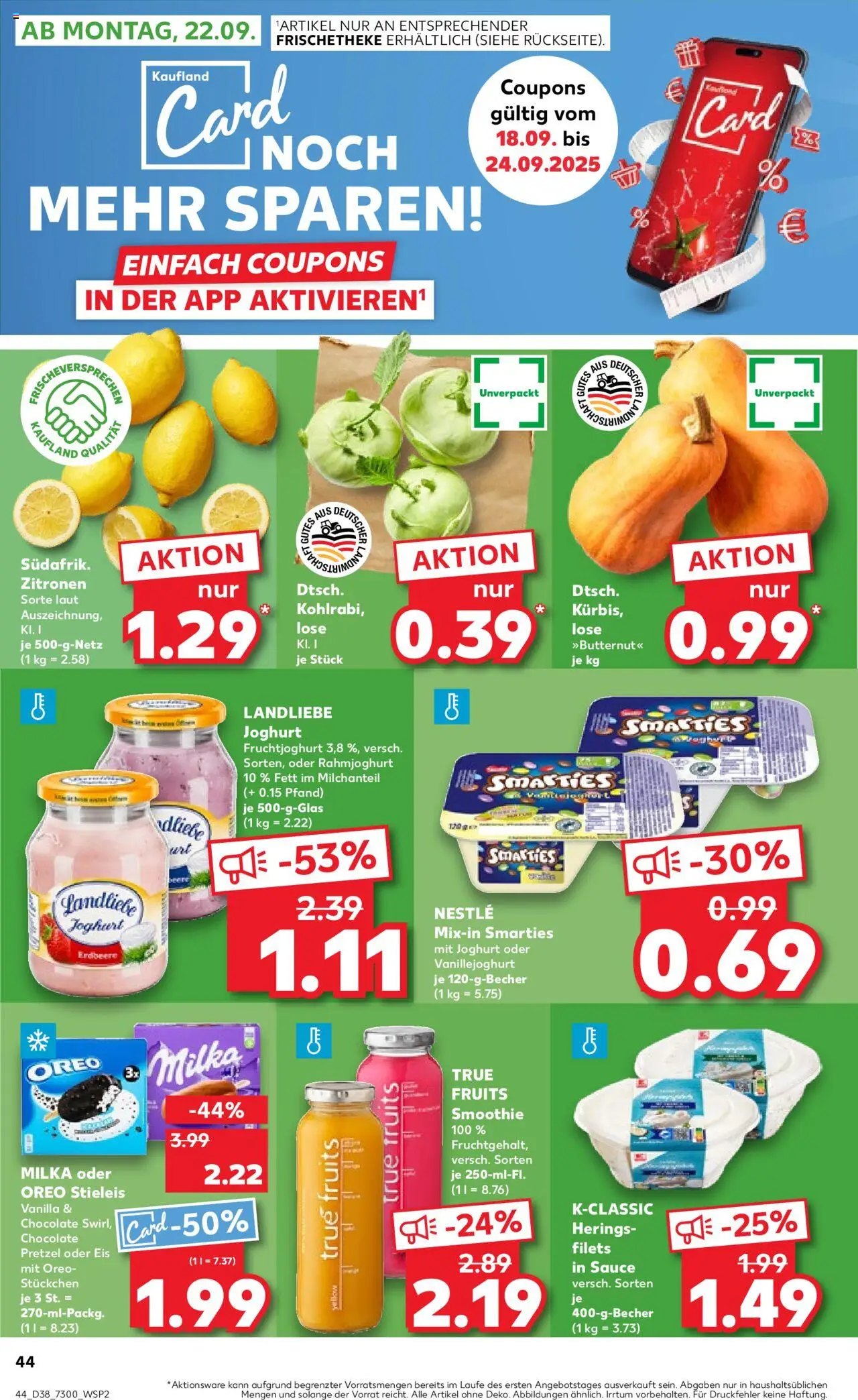 Kaufland prospekt Berlin	 – gültig ab 18.09.2025 | Seite: 44 | Produkte: Kohlrabi, Landliebe joghurt, Eis, Zitronen